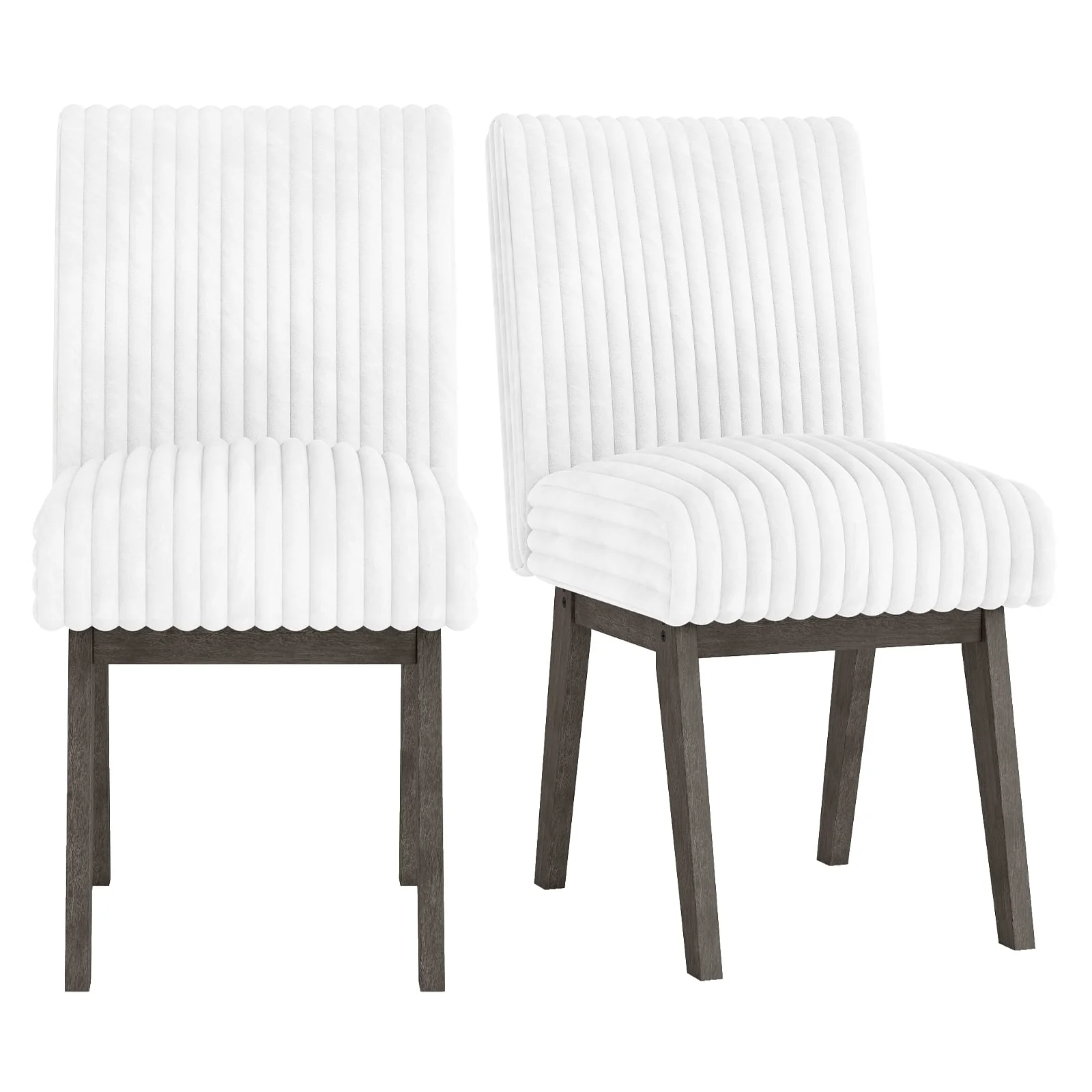 Dining Chairs Set of 2 Fabric Upholstered Kitchen Chairs with Padded Seatand Rubber Wood Legs-Grey, Black & Gray - Image 4