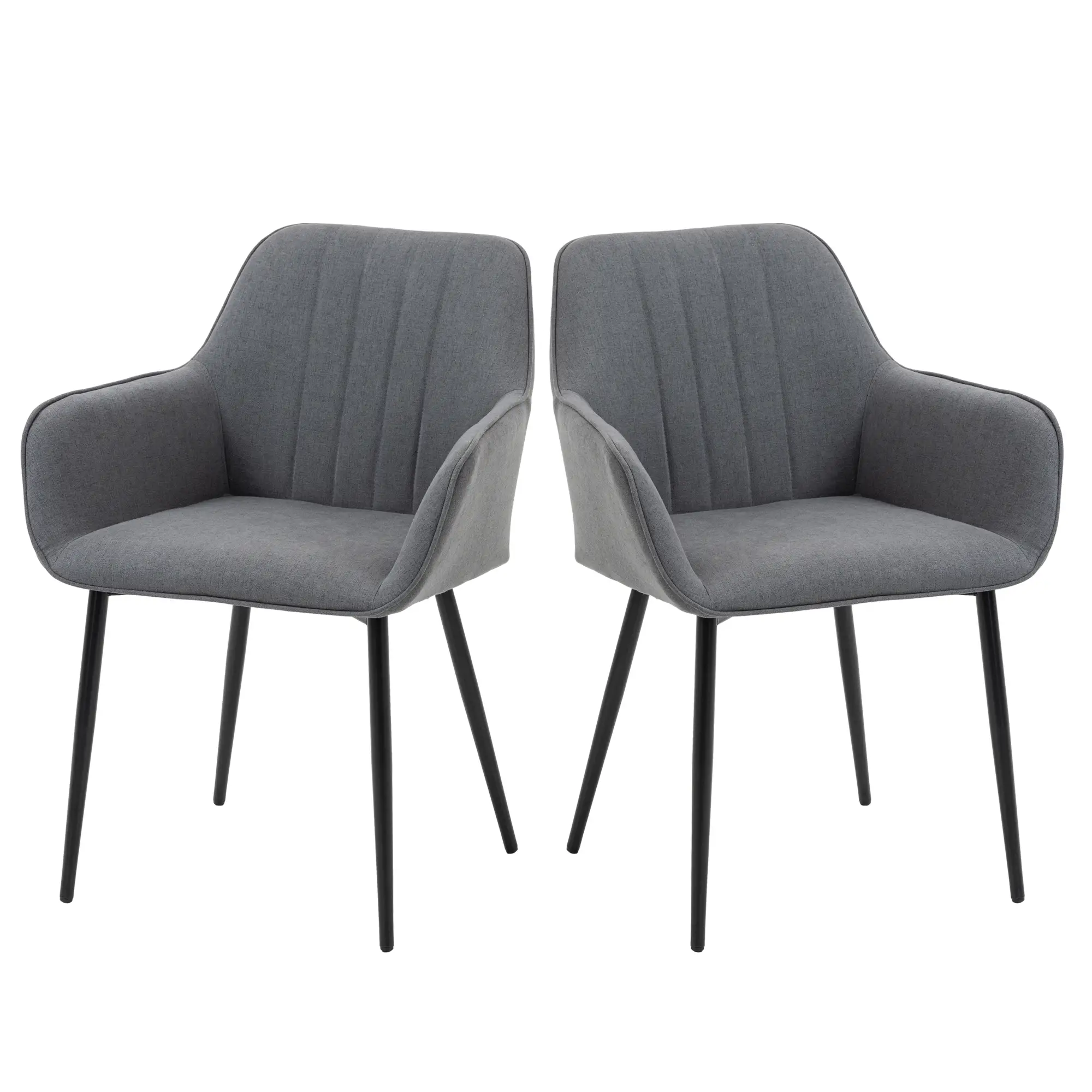 Dining Chairs Set of 2, Linen Upholstery, Metal Legs, Dark Grey - Image 12