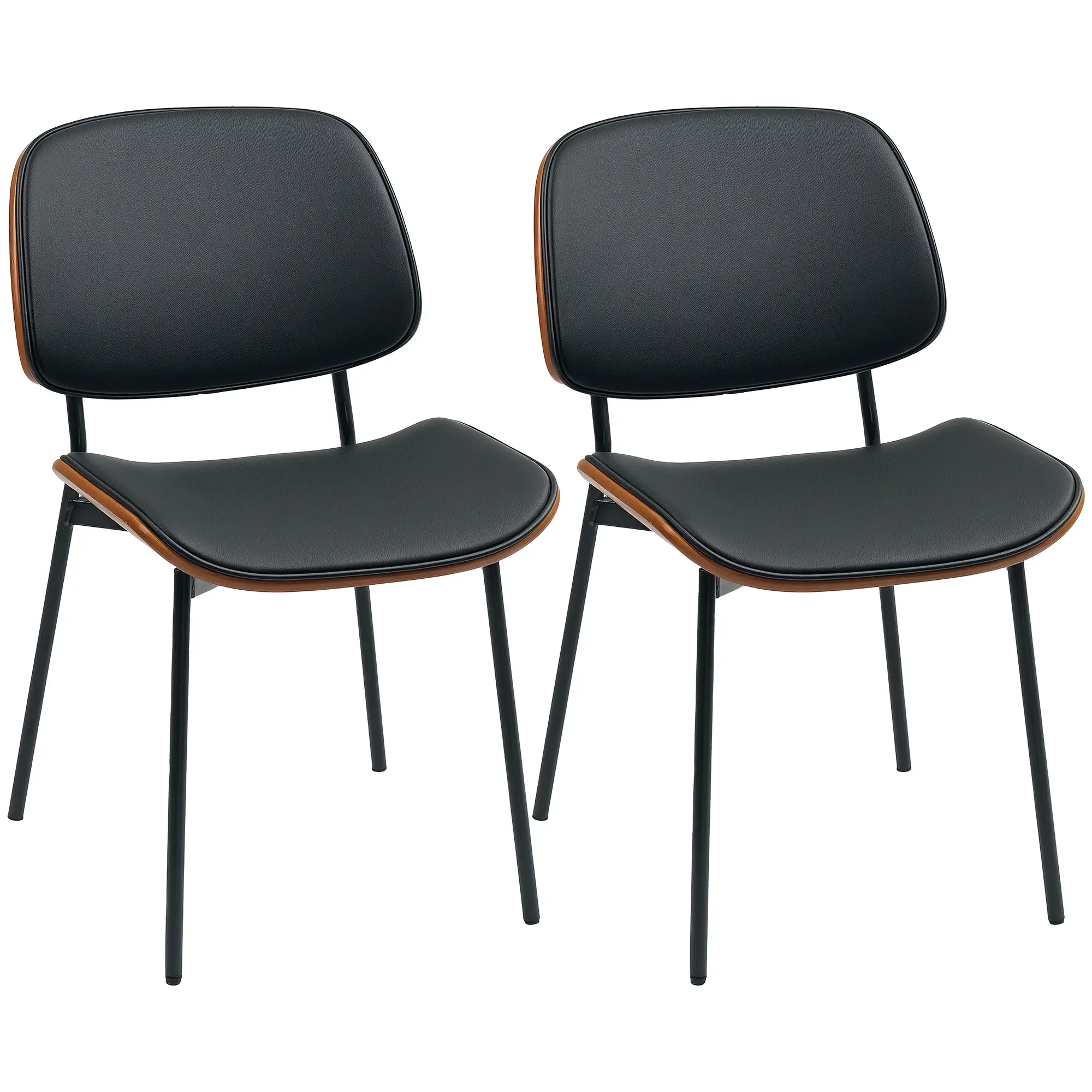 Dining Chairs Set of 2, Mid Century Modern, Bentwood Back, Metal Legs - Image 11
