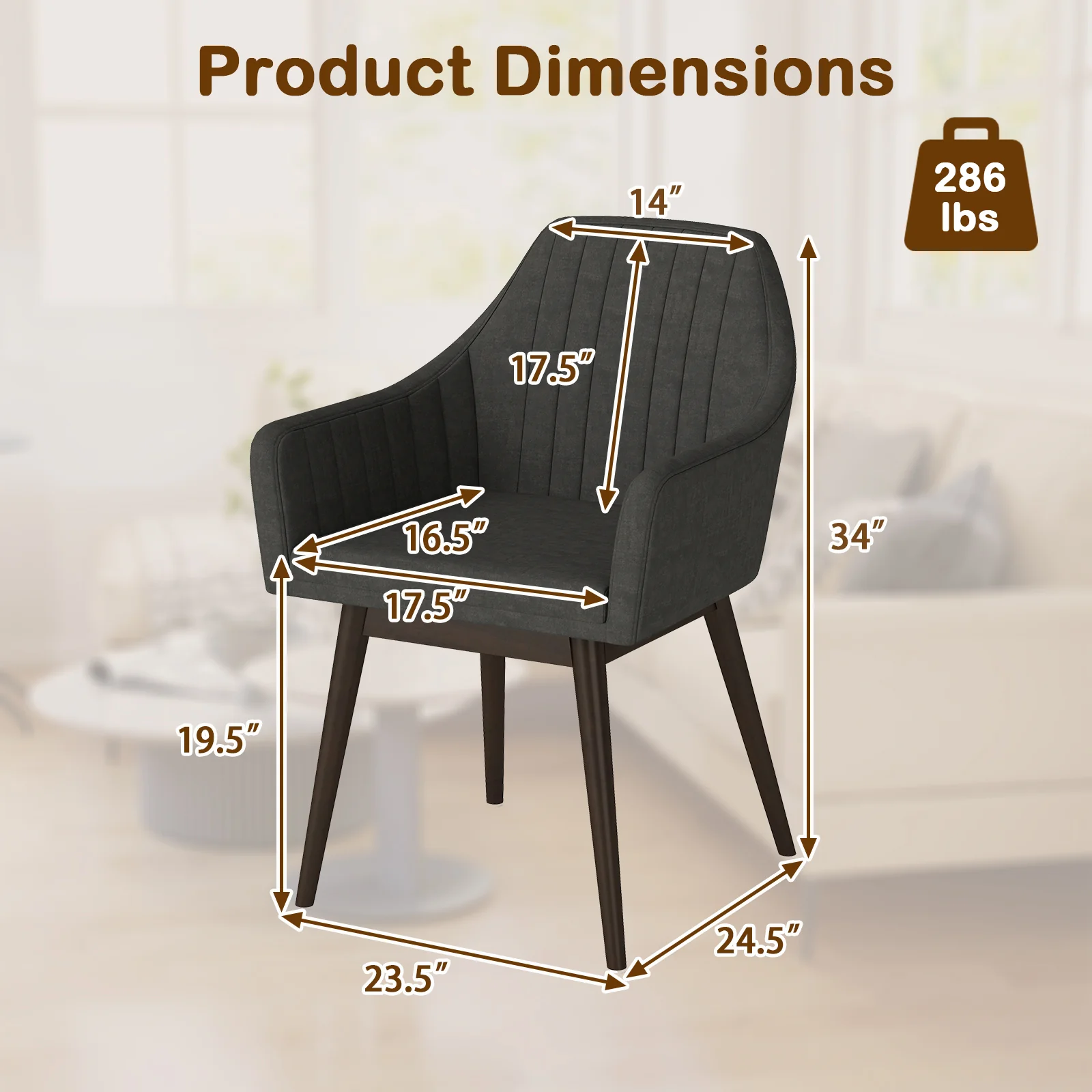 Dining Chairs Set of 2 Upholstered Accent Chairs with Comfy Padded Backrest and Seat, Black - Image 5