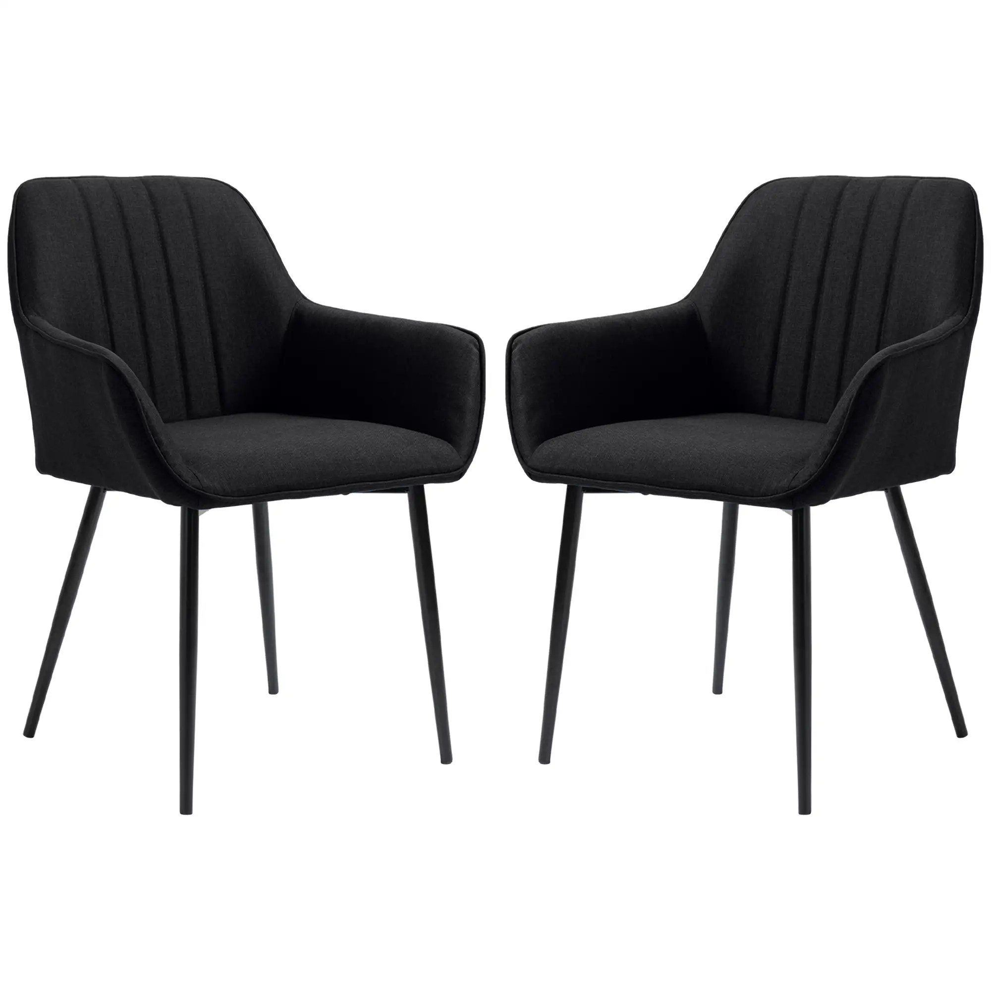 Dining Chairs Set of 2, Upholstered Linen Fabric, Metal Legs, Black - Image 11