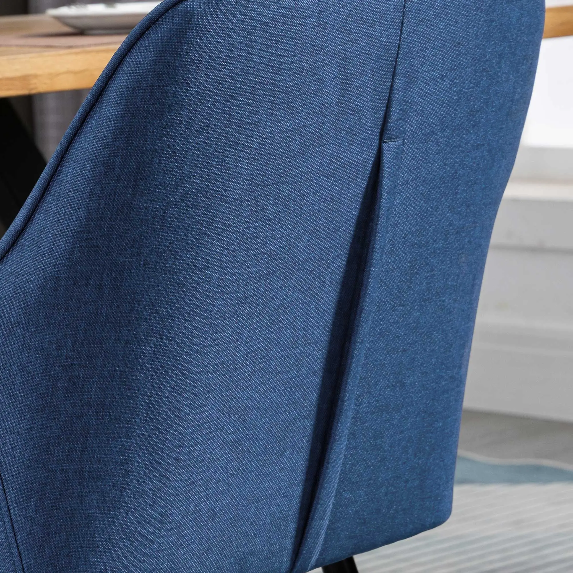 Dining Chairs Set of 2, Upholstered Linen Fabric, Metal Legs, Dark Blue - Image 10