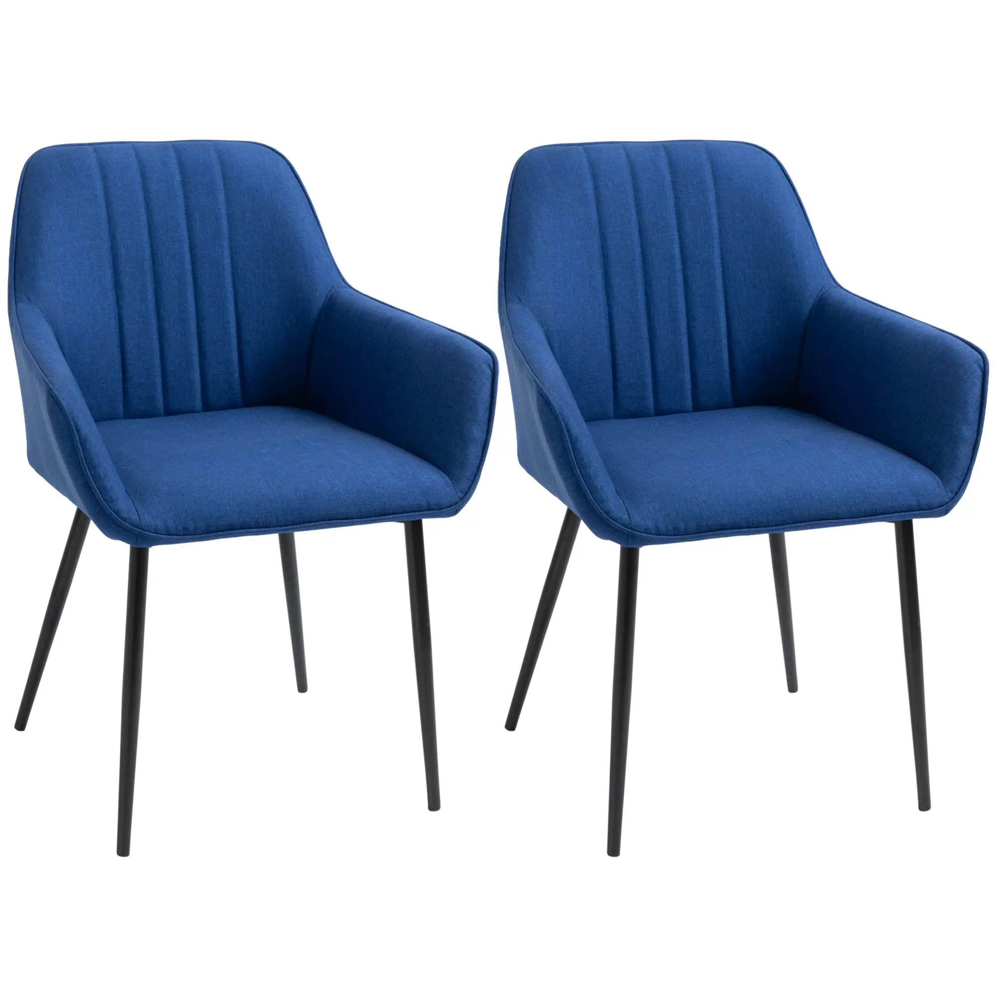 Dining Chairs Set of 2, Upholstered Linen Fabric, Metal Legs, Dark Blue - Image 11
