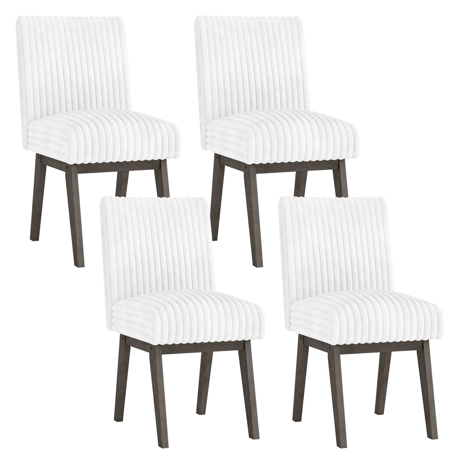 Dining Chairs Set of 2/4 Fabric Upholstered Kitchen Chairs w/ Padded Seat Rubber Wood Legs & Channel Tufted Backrest Modern Armless Side Chairs for Living Room Dining Room Restaurant, Black & Gray - Image 4