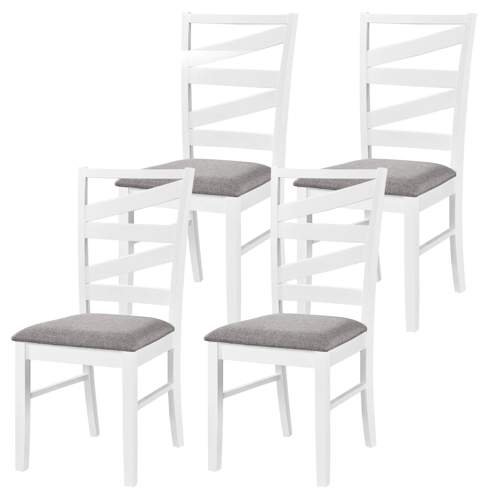 Dining Chairs Set Of 4, Rubber Wood Frames, White