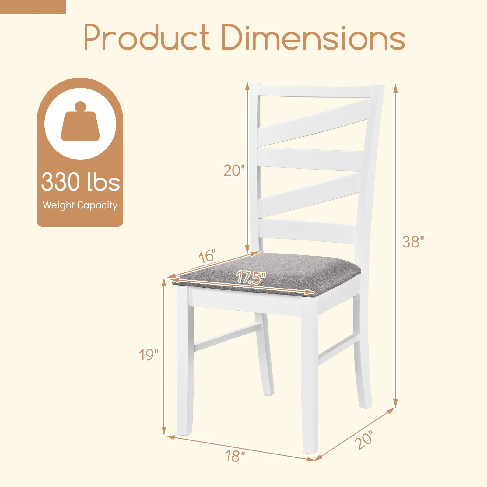 Dining Chairs Set Of 4, Rubber Wood Frames, White - Image 4