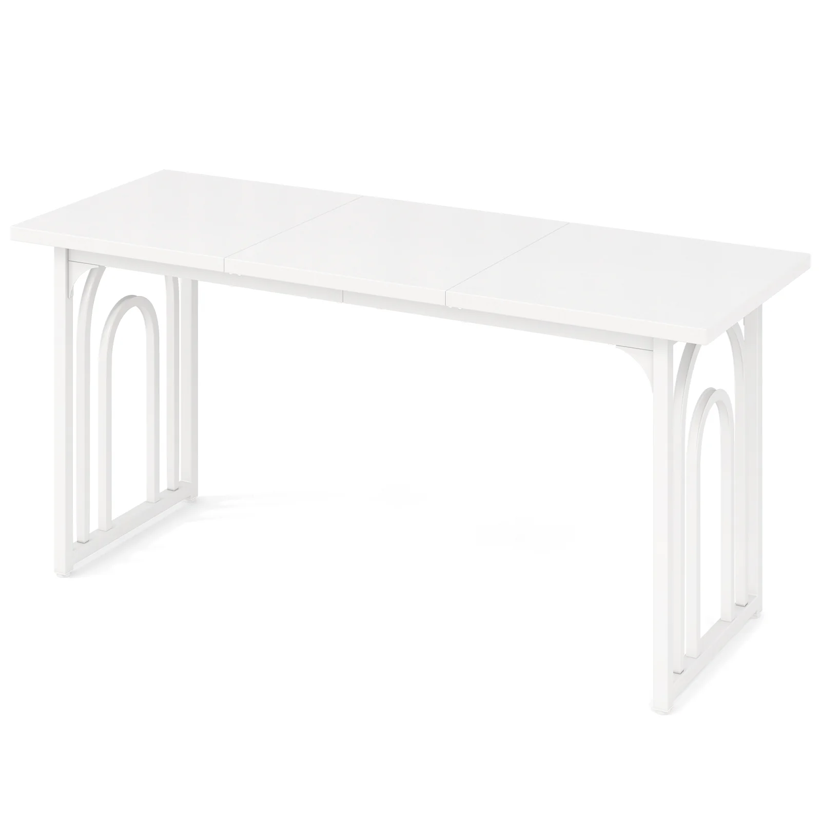 Dining Table for 6-8 People 63 Inch Rectangular Farmhouse Kitchen Table, White - Image 5