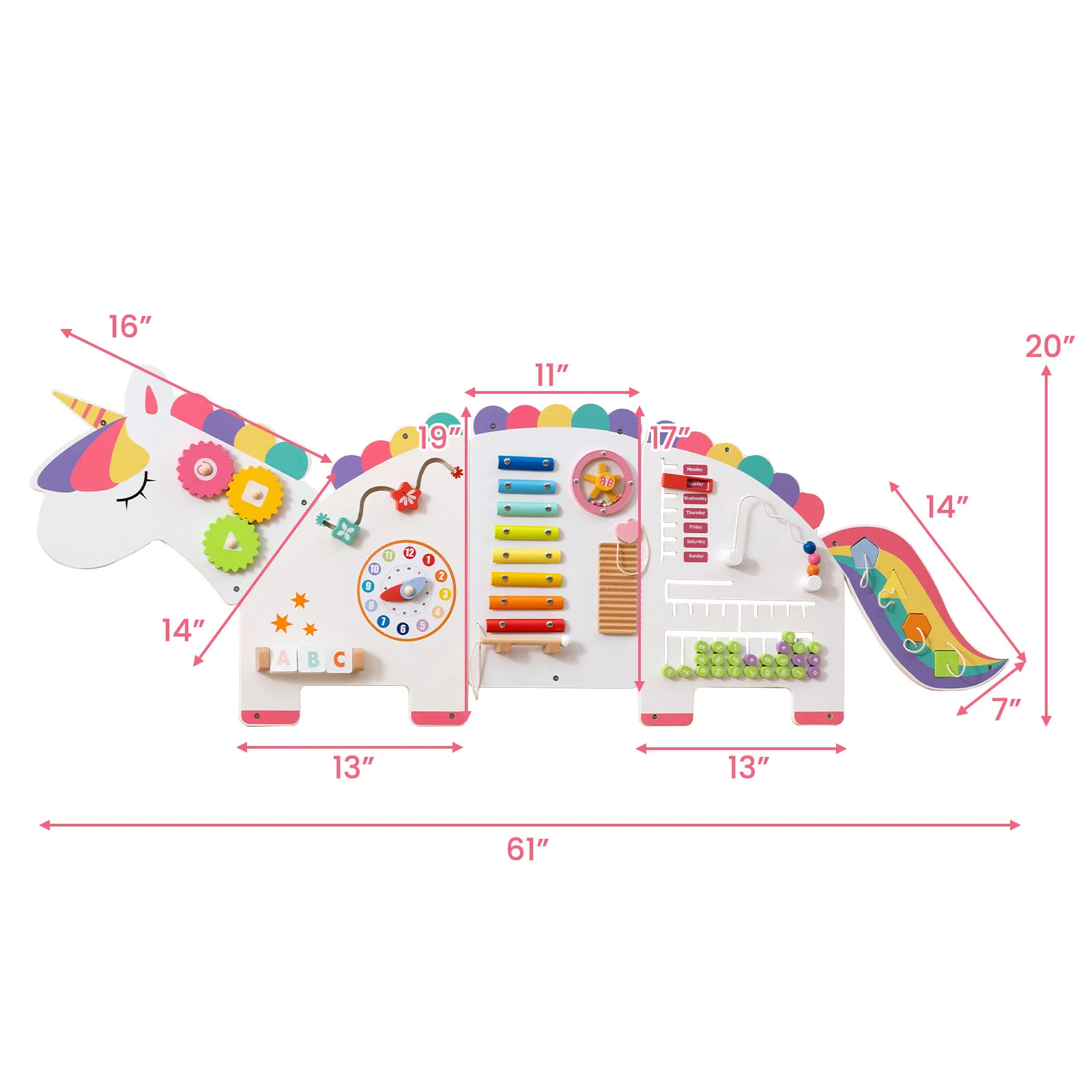 Dinosaur Activity Wall Busy Board, 11-in-1, White - Image 6