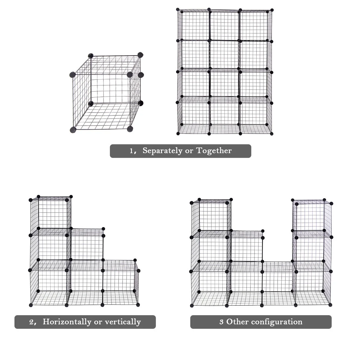 DIY 12-Cube Metal Grid Wire Storage Cubes, 42" x 14" x 56" - Image 10