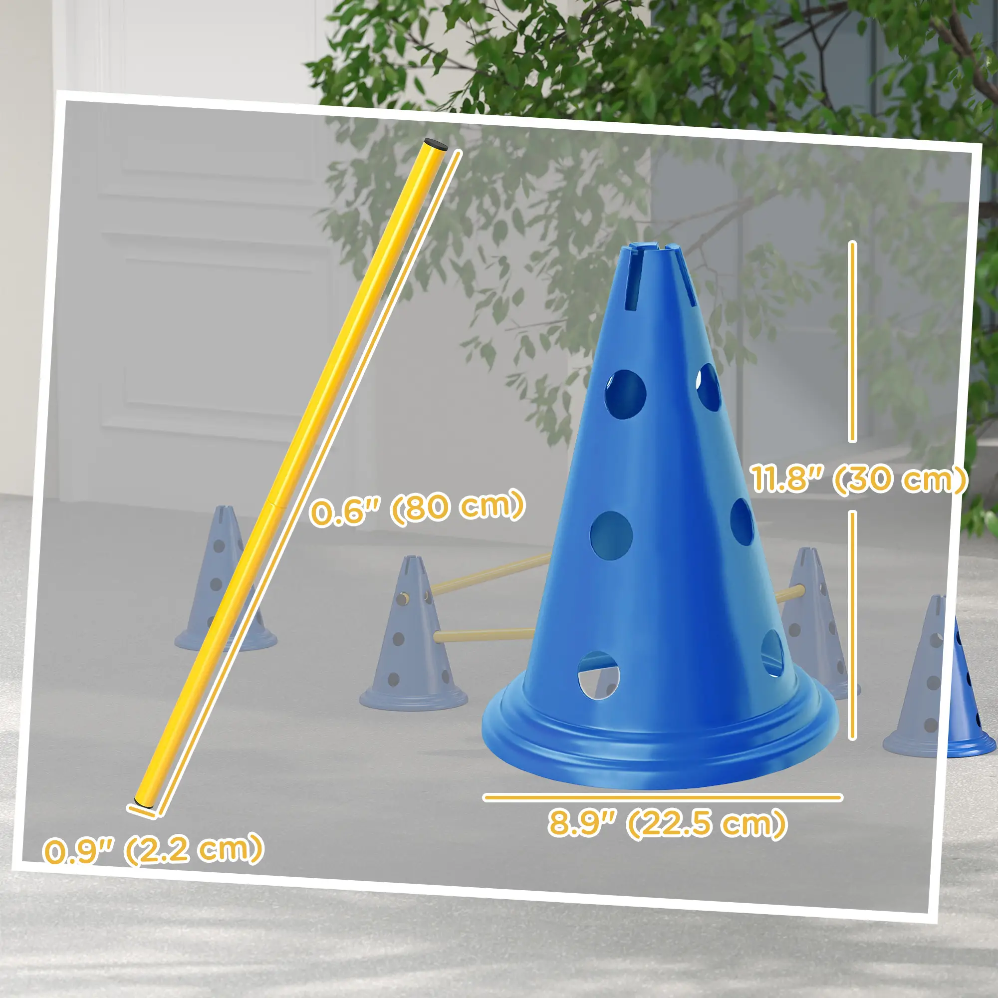Dog Agility Hurdle Cone Set, Adjustable Obstacle Course, 6 Cones & Poles, Blue - Image 3