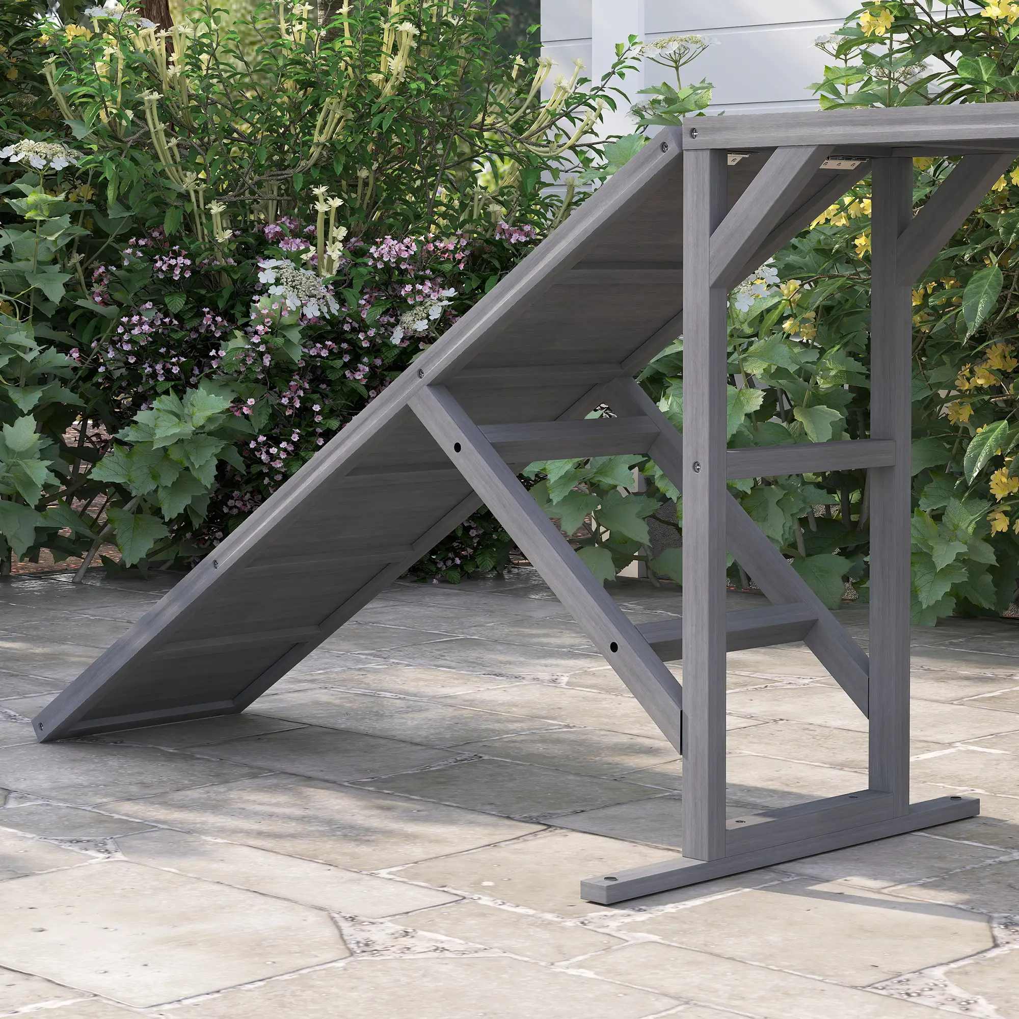 Dog Agility Ramp With Safety Bar, Non-Slip Surface, Gray - Image 9