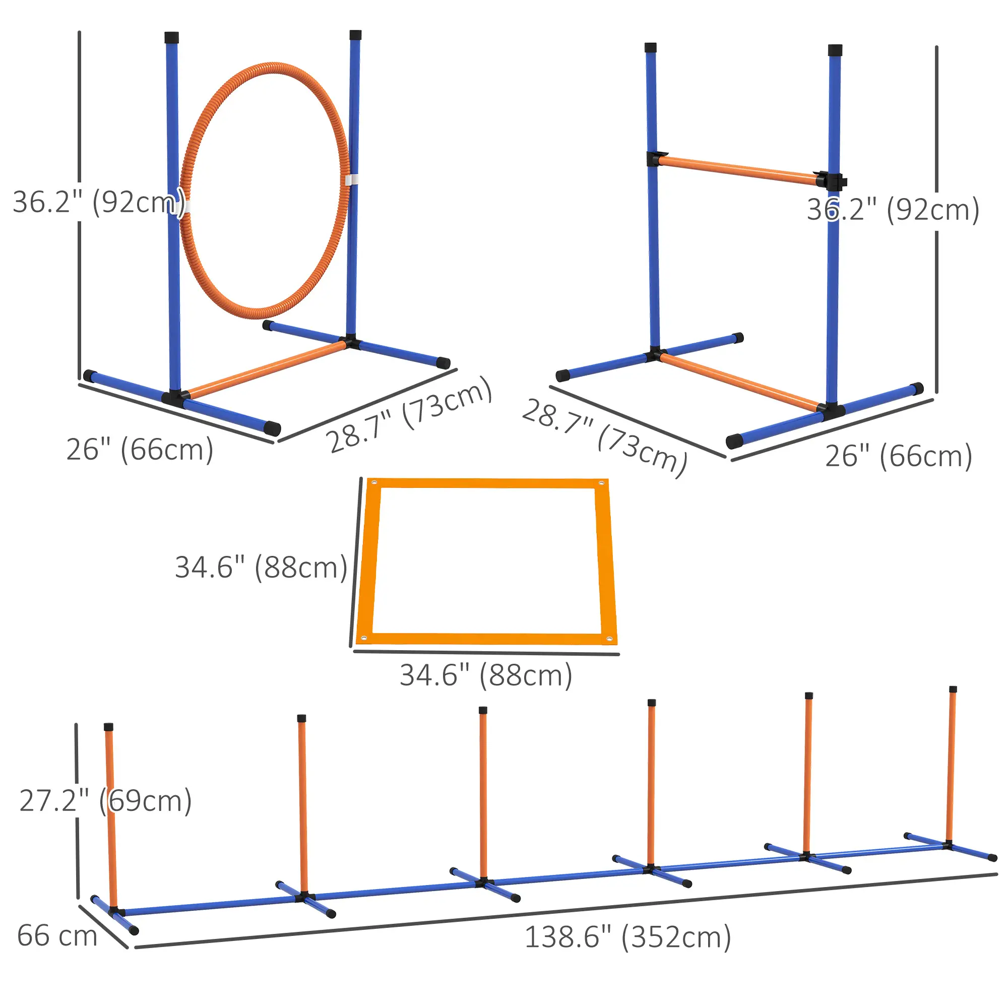 Dog Agility Training Equipment, Weave Poles, Adjustable Hurdle, Jump Ring - Image 3