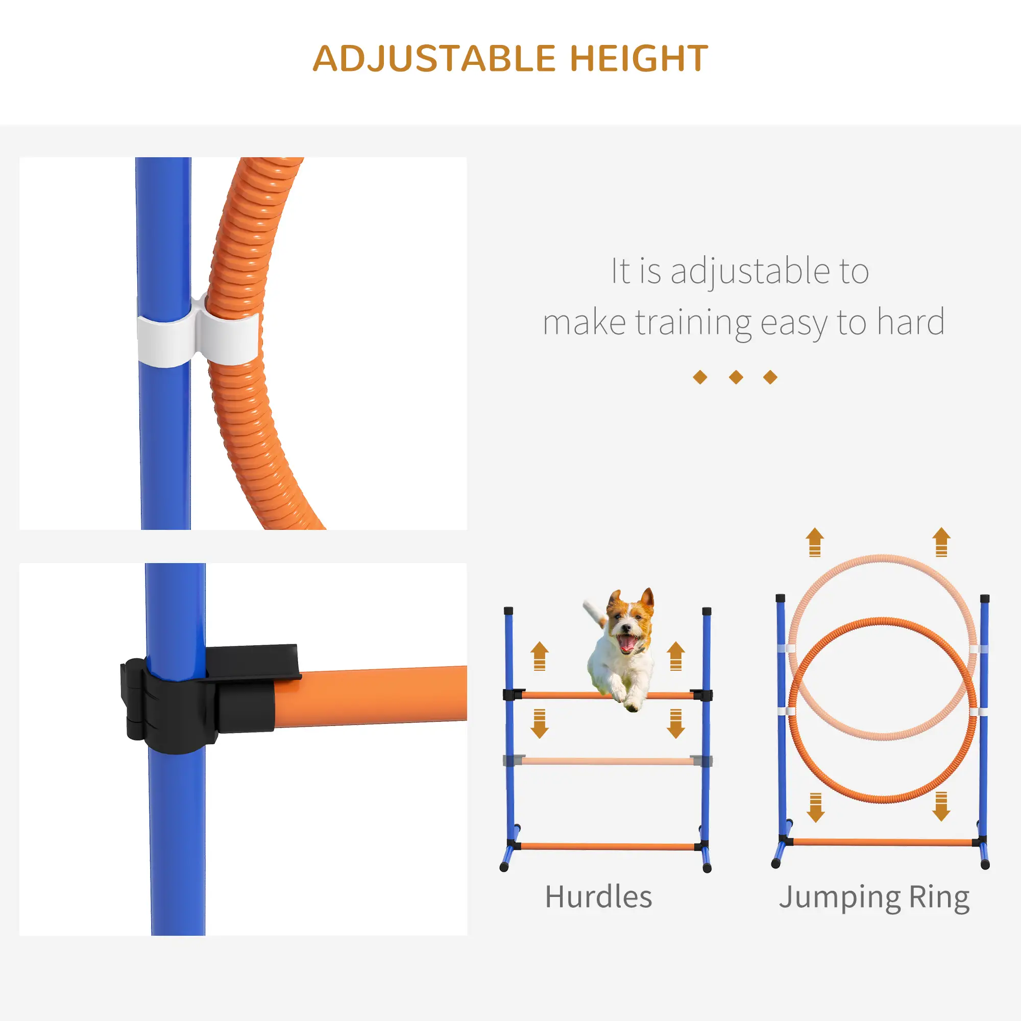 Dog Agility Training Equipment, Weave Poles, Adjustable Hurdle, Jump Ring - Image 4