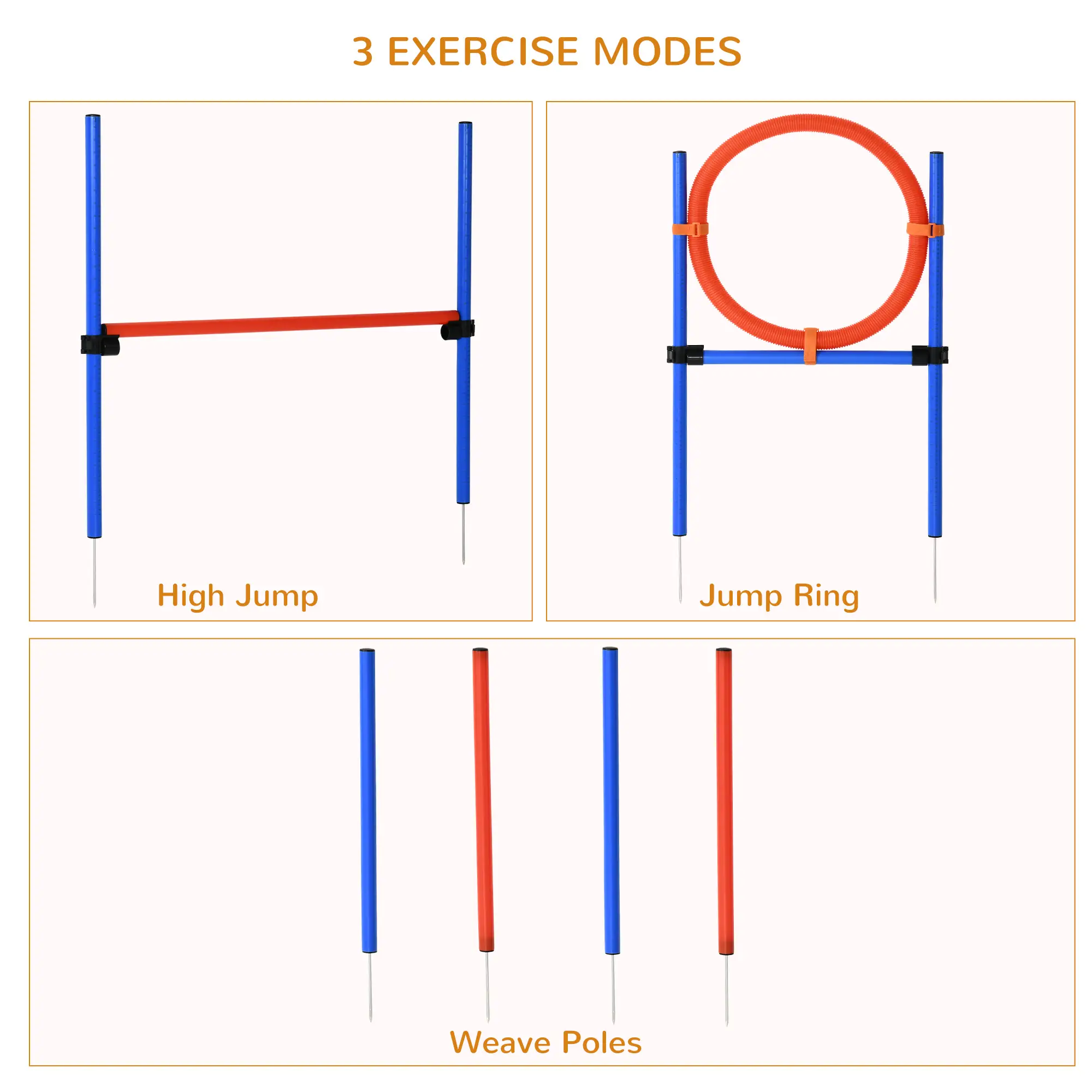 Dog Agility Training Kit, Adjustable Jump Weave Pole Ring Set - Image 4