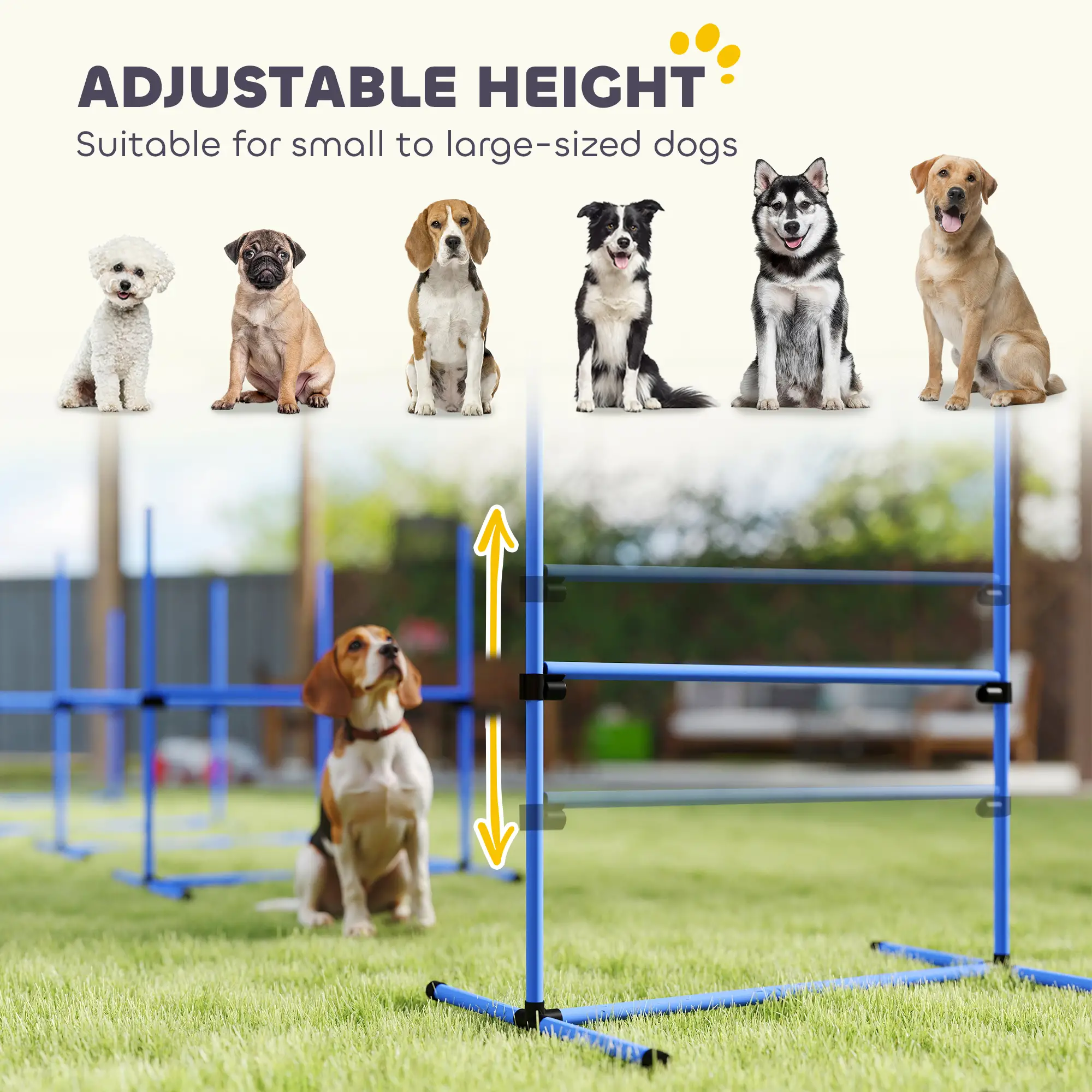 Dog Agility Training Set, 4 Adjustable Jump Bars, Exercise Kit, Blue - Image 4