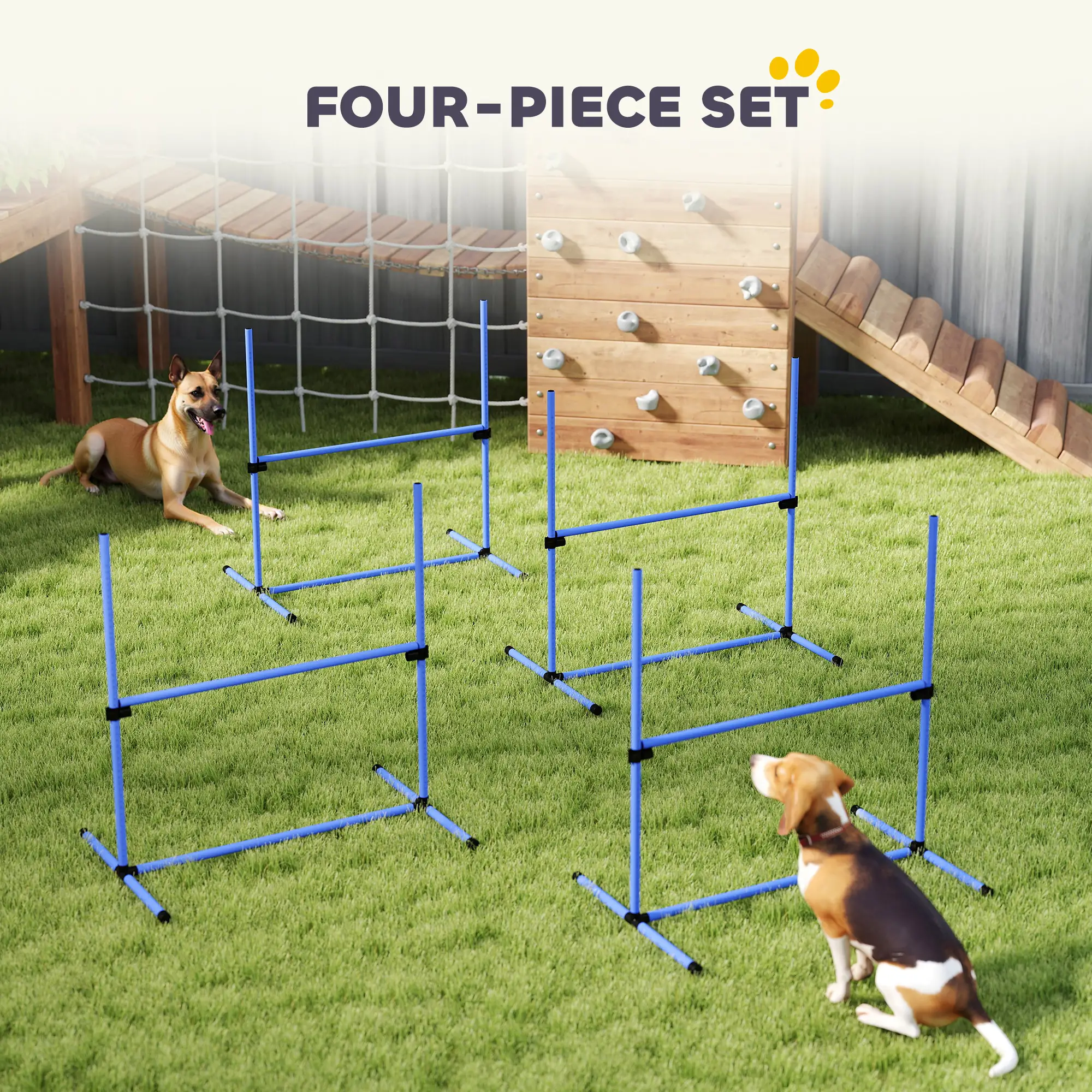 Dog Agility Training Set, 4 Adjustable Jump Bars, Exercise Kit, Blue - Image 5