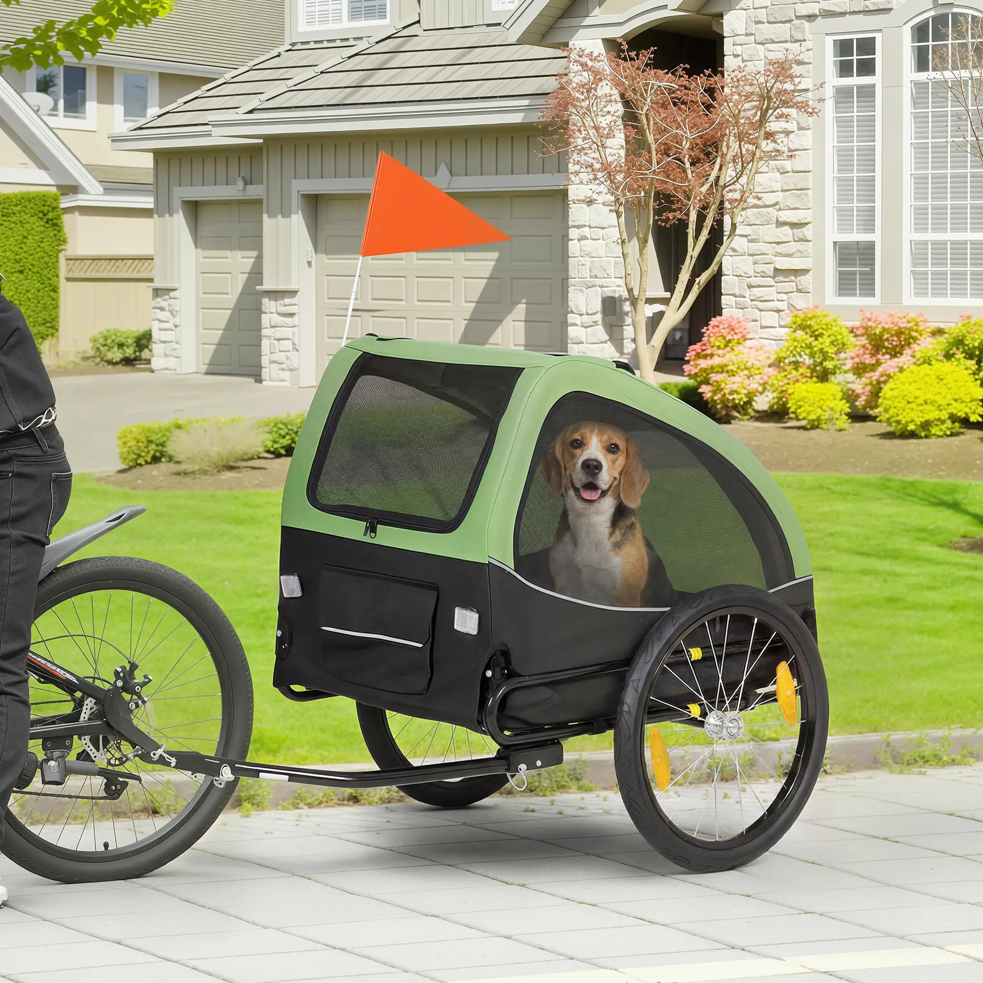 Dog Bike Trailer, Pet Cart Bicycle Wagon, 20" Wheels, Ventilated Windows - Image 2