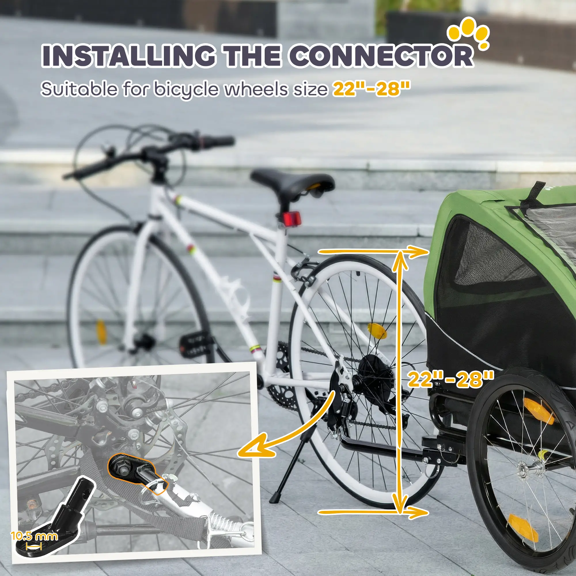 Dog Bike Trailer, Pet Cart Bicycle Wagon, 20" Wheels, Ventilated Windows - Image 4