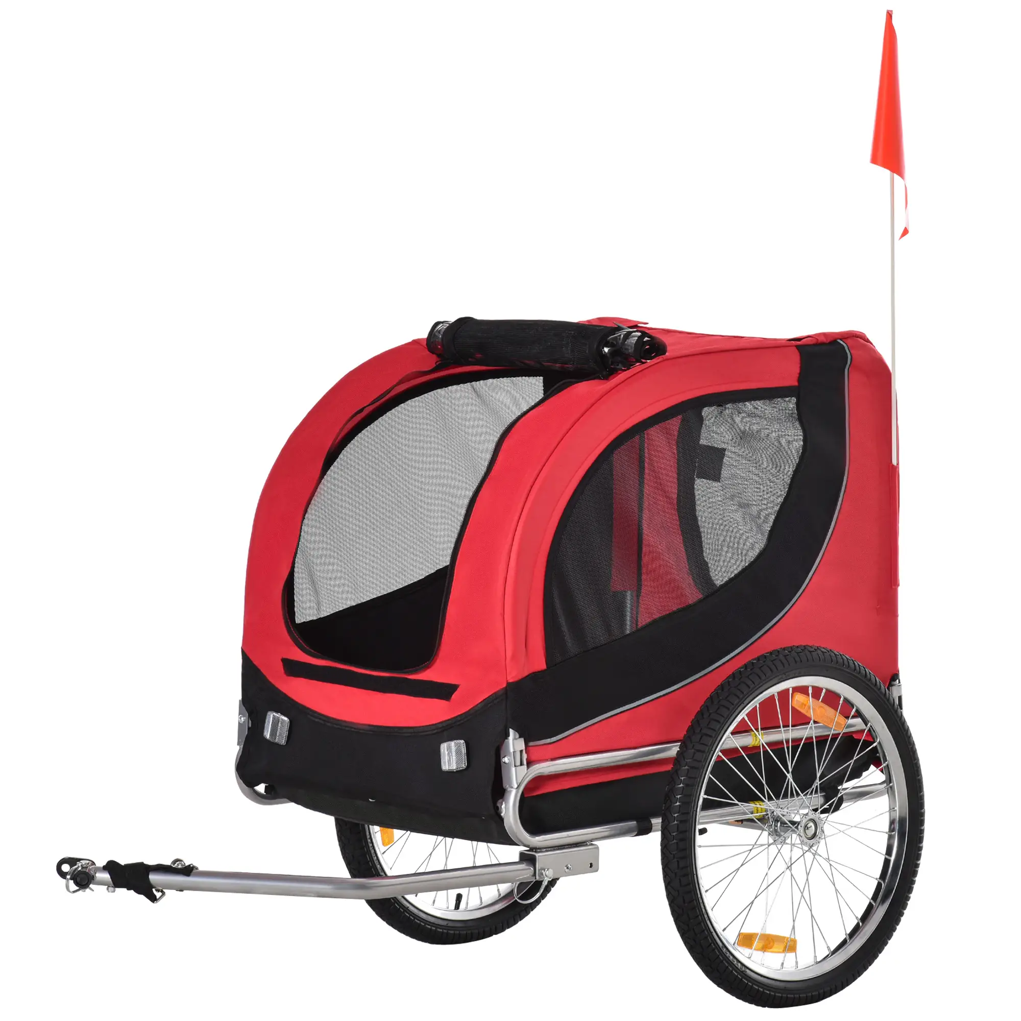 Dog Bike Trailer, Pet Cart Bicycle, Wagon Cargo Carrier, Red - Image 11