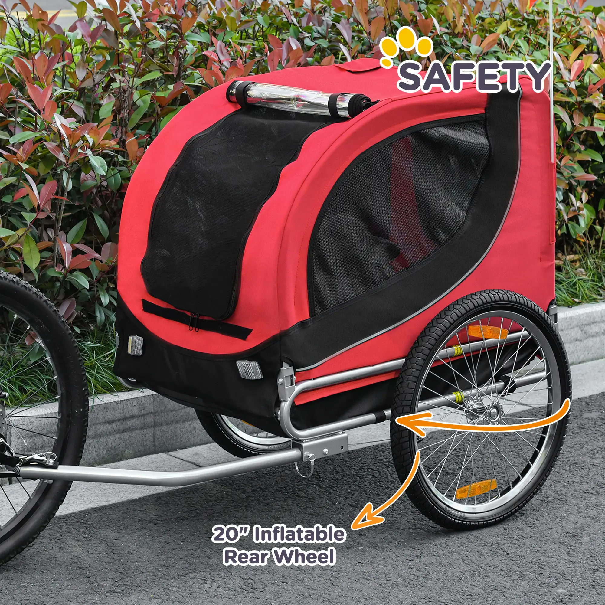 Dog Bike Trailer, Pet Cart Bicycle, Wagon Cargo Carrier, Red - Image 7