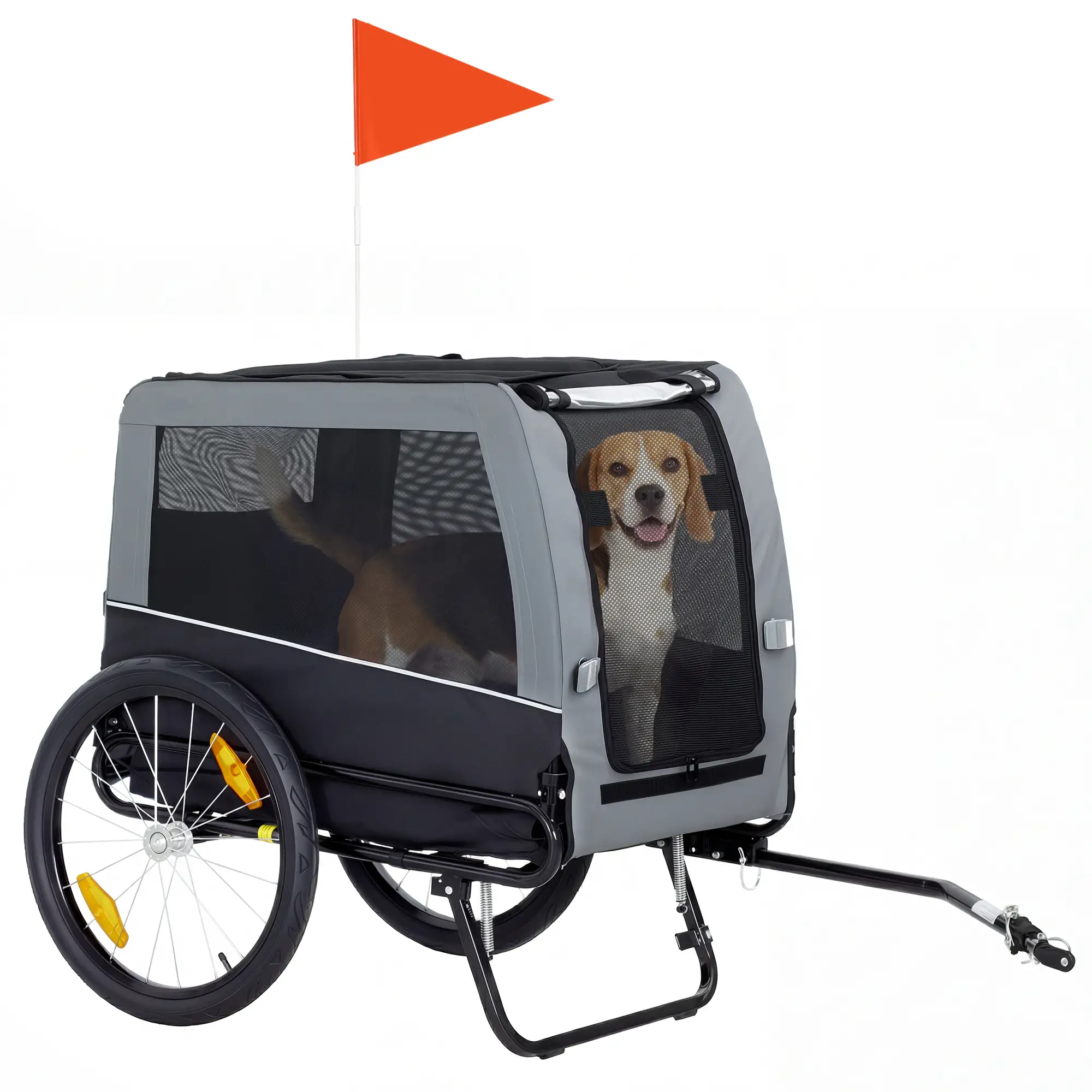 Dog Bike Trailer, Pet Cart Carrier, Large Wheels, 2 Doors - Image 11