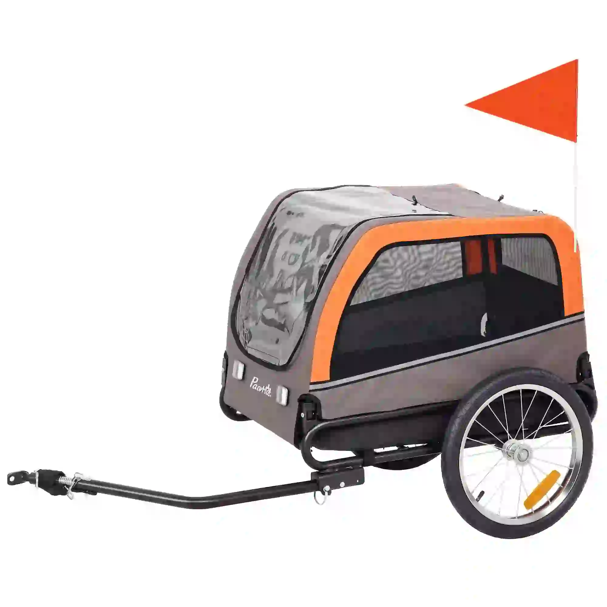 Dog Bike Trailer, Pet Cart Carrier With 2 Doors, Large Wheels, Safety Flag