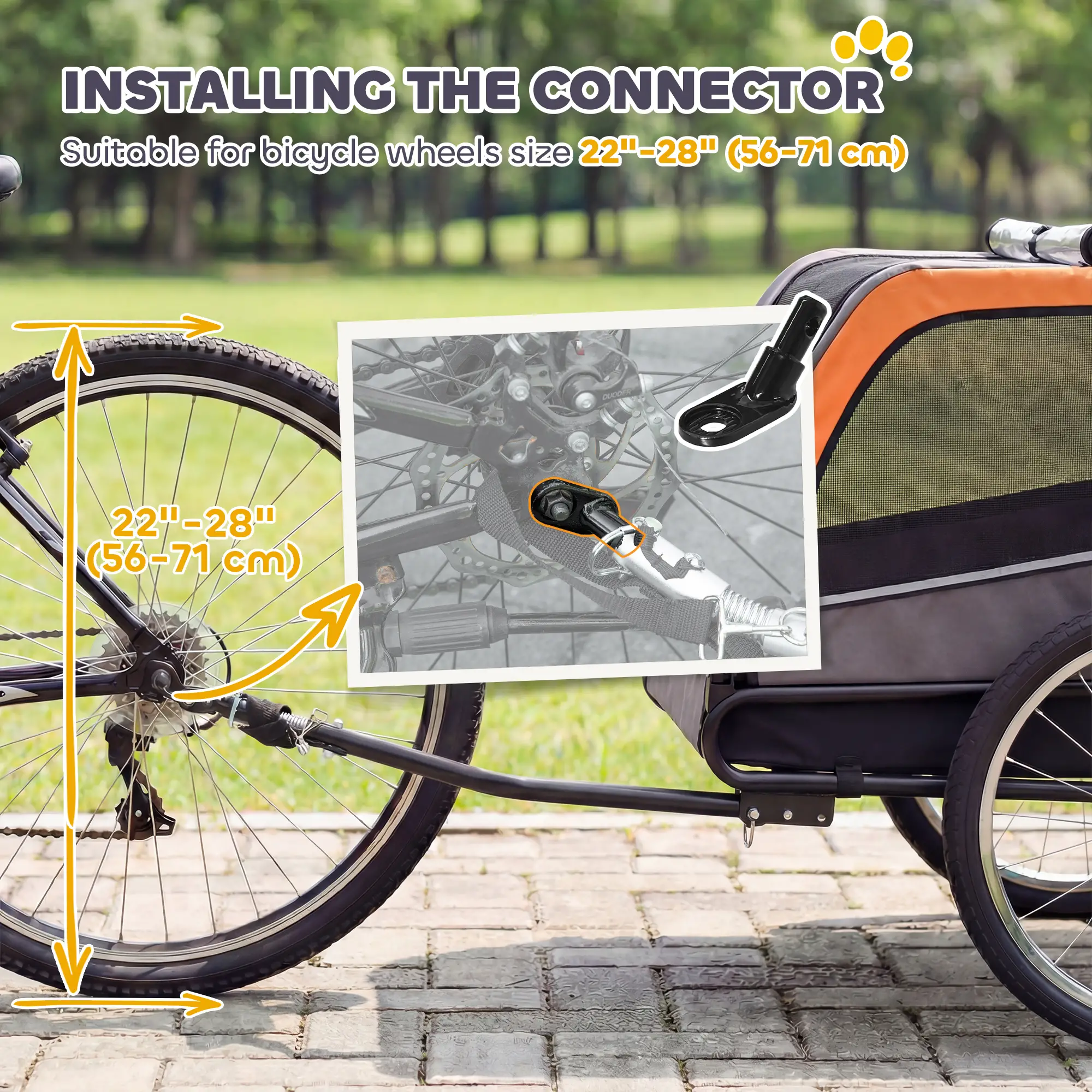 Dog Bike Trailer, Pet Cart Carrier With 2 Doors, Large Wheels, Safety Flag - Image 10