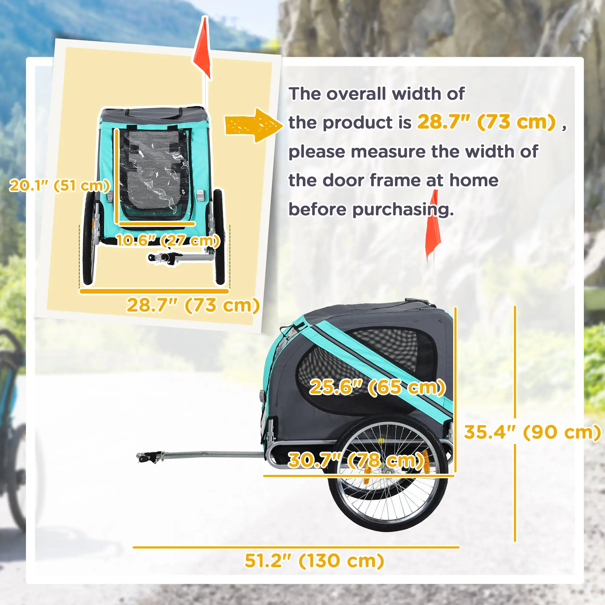 Dog Bike Trailer, Pet Cart, Foldable, Bicycle Wagon, Green - Image 3