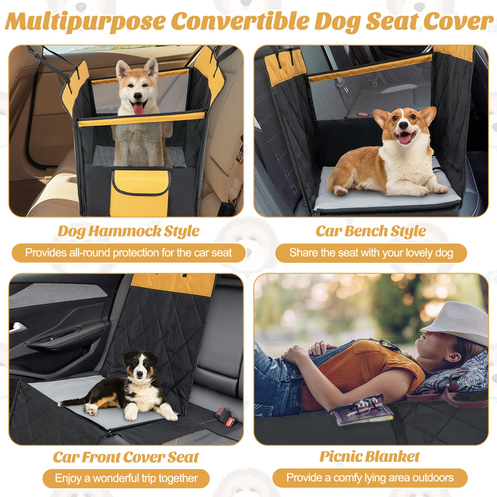 Dog Car Seat Cover, Mesh Window, Small Medium Size, Black - Image 10