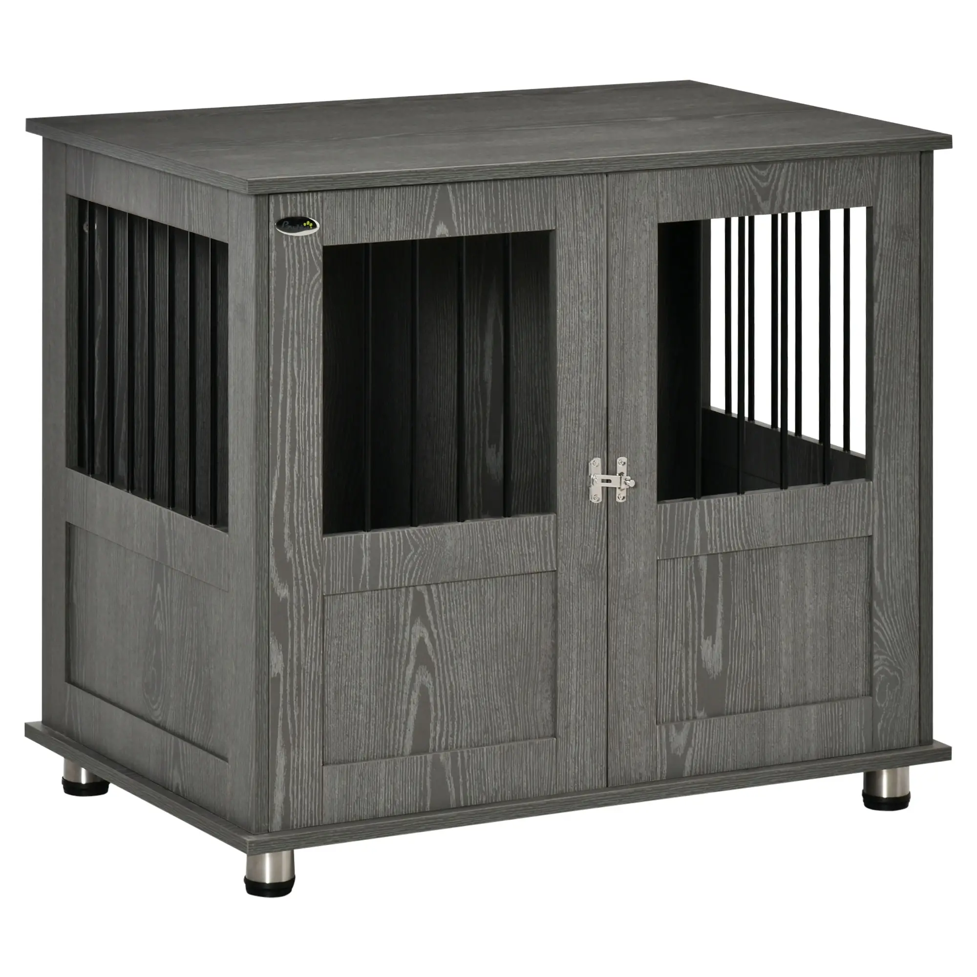 Dog Crate Furniture, Lockable Magnetic Door, Adjustable Feet, Grey - Image 12