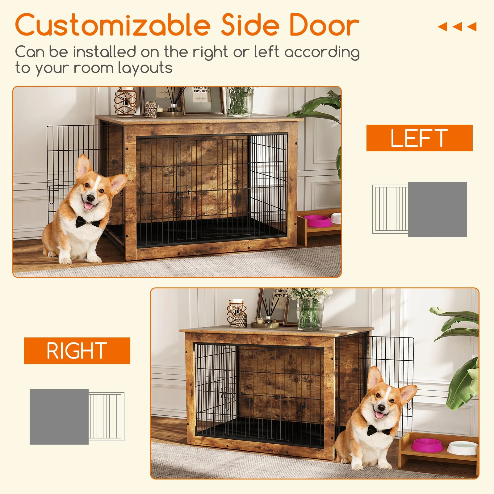 Dog Crate Furniture With Cushion, Double Doors, 37 Inches - Image 8