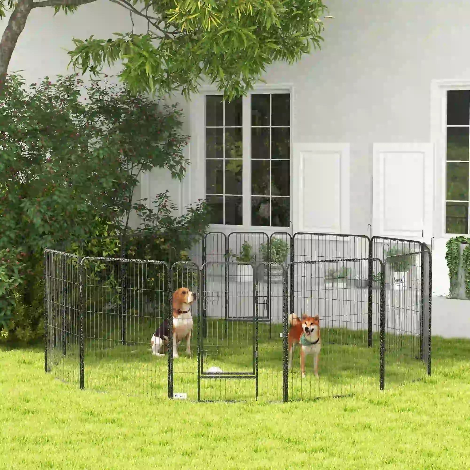 Dog Pen With Gate, 12 Panels Puppy Playpen, 39"H - Image 2