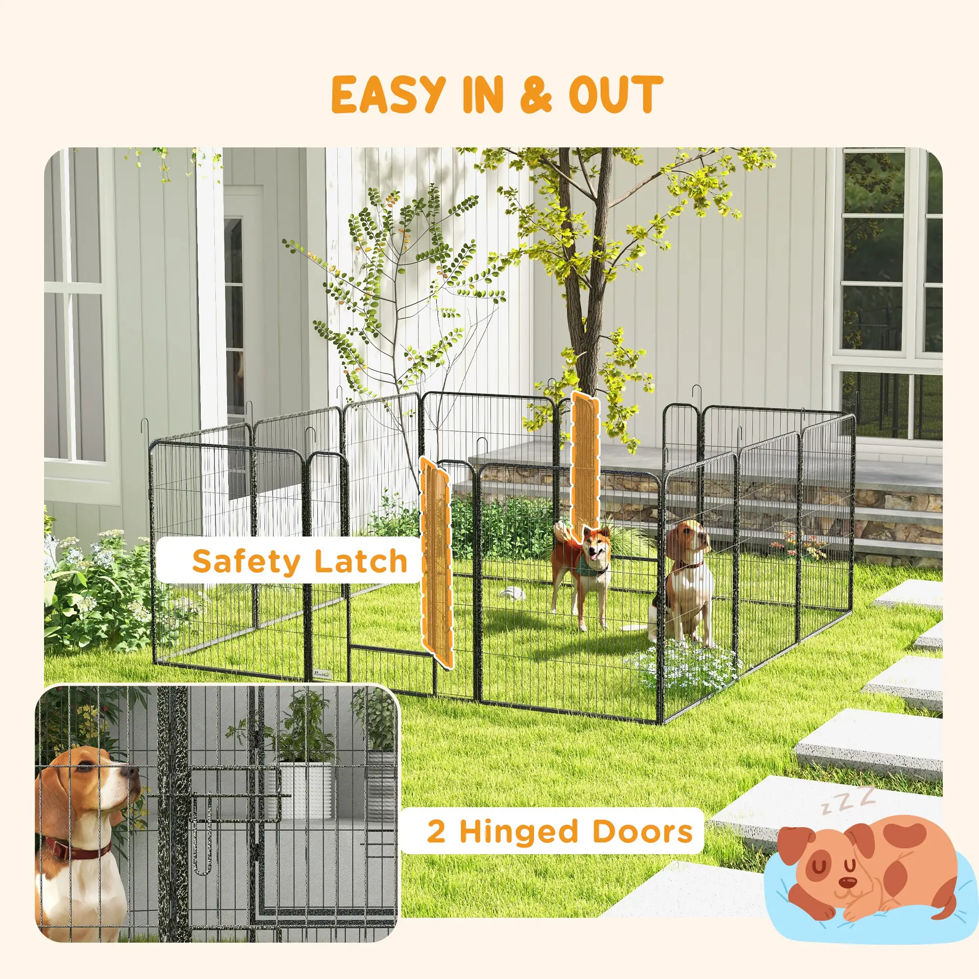 Dog Pen With Gate, 12 Panels Puppy Playpen, 39"H - Image 5