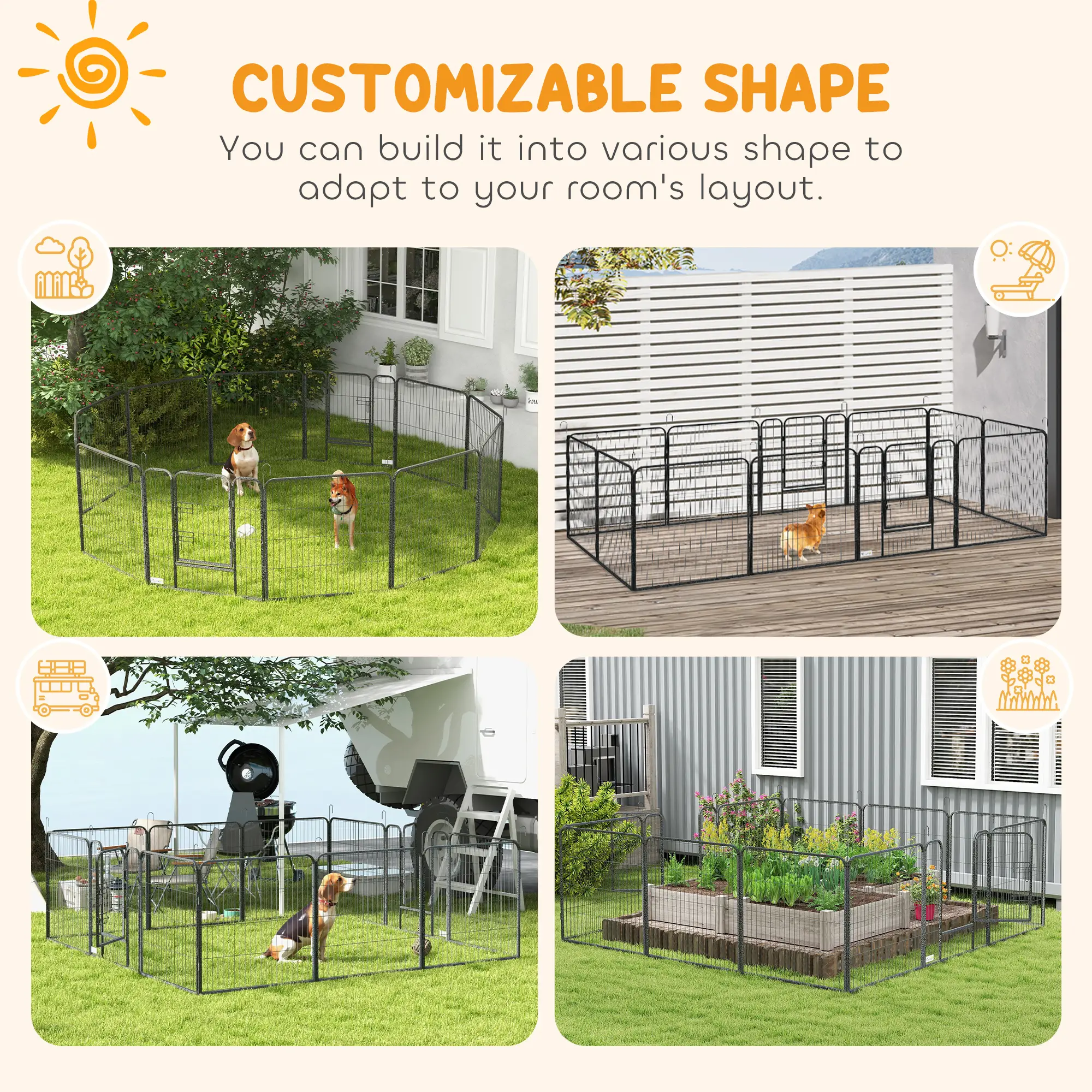 Dog Playpen with Gate, 12 Panels, 31.5"H - Image 4