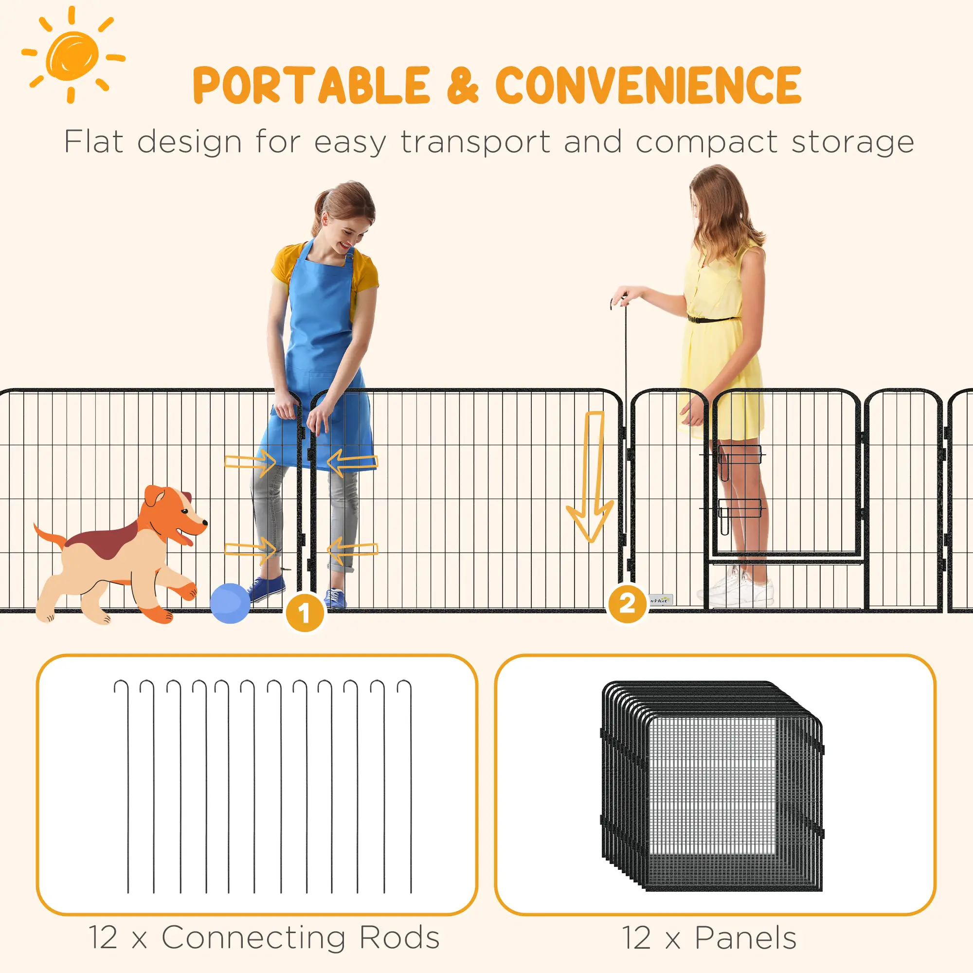 Dog Playpen with Gate, 12 Panels, 31.5"H - Image 6