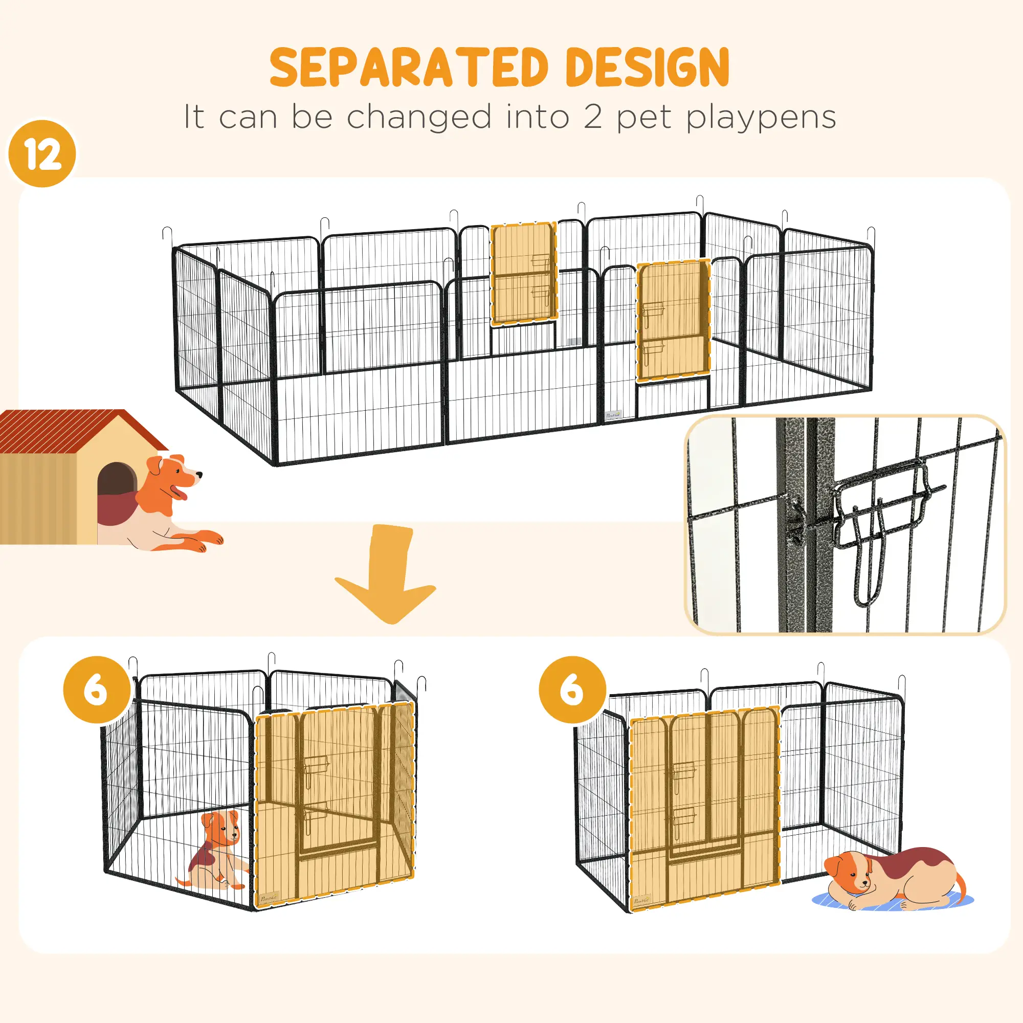 Dog Playpen with Gate, 12 Panels, 31.5"H - Image 7