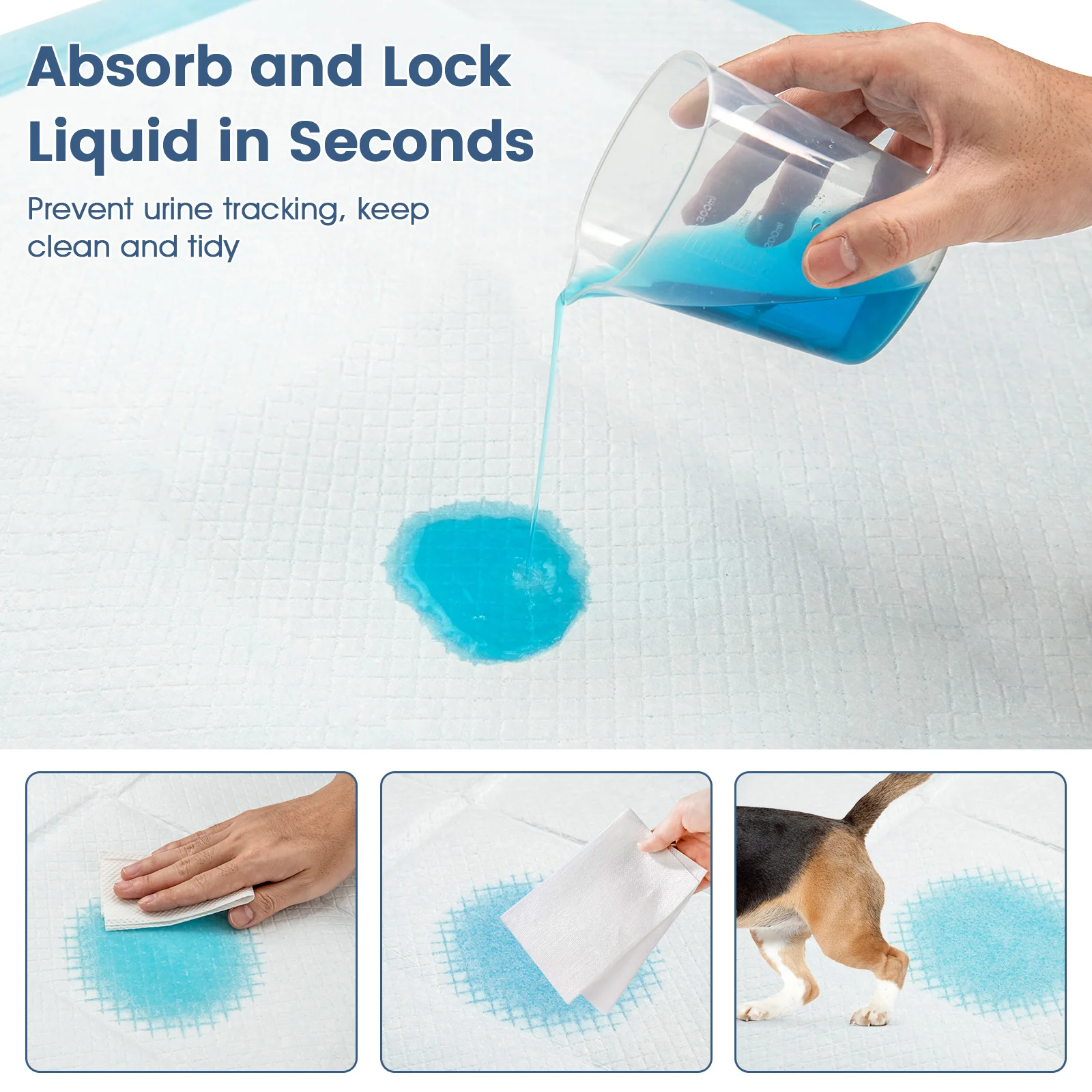 Dog Puppy Pee Pads 18" x 13", 300 Count, Blue - Image 7
