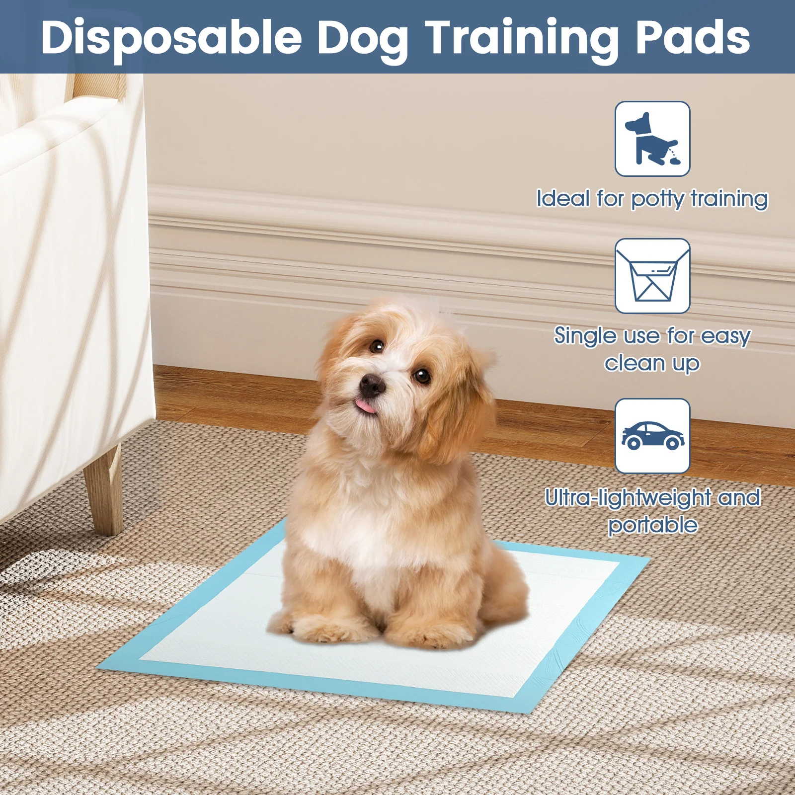 Dog Puppy Pee Pads 18" x 13", 300 Count, Blue - Image 9