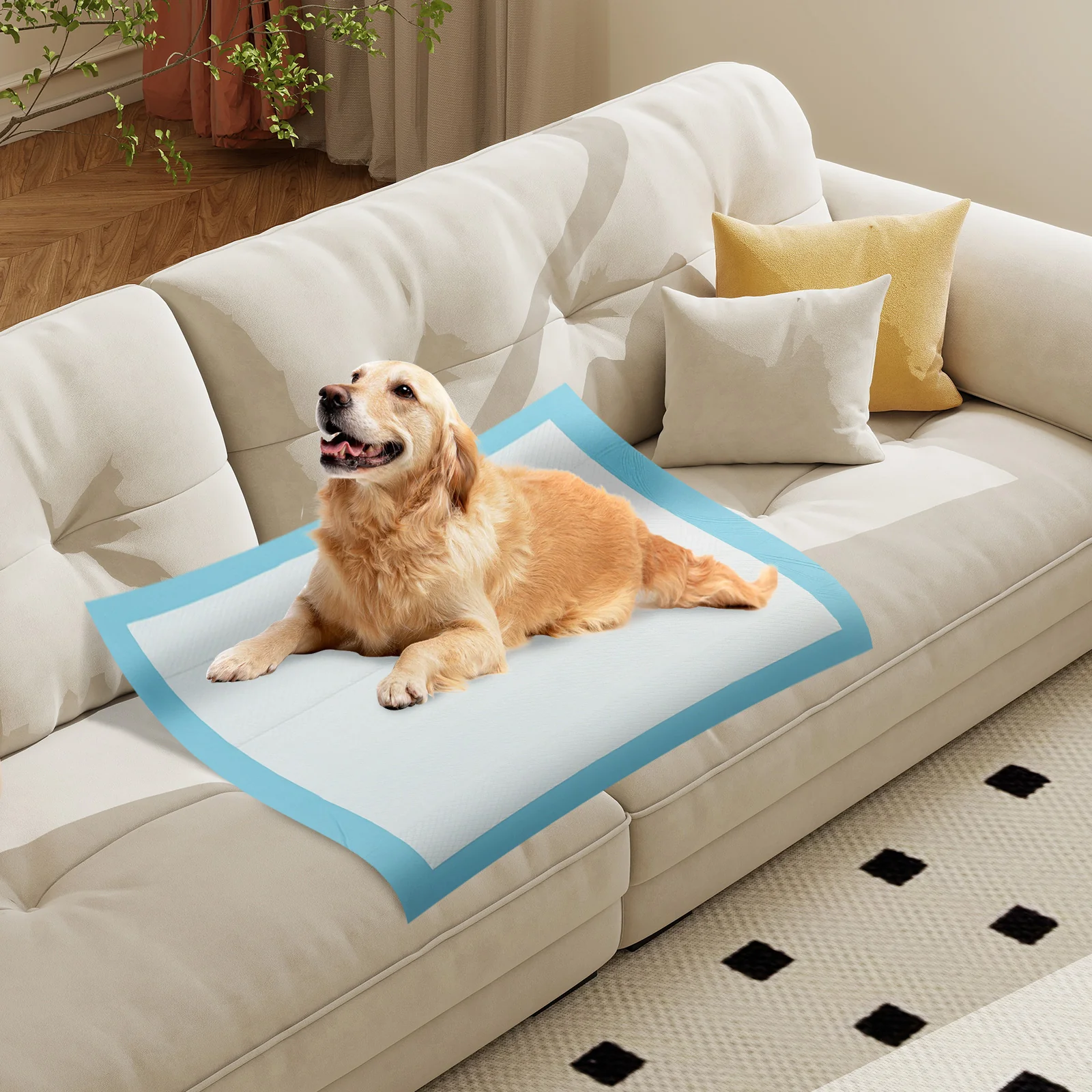 Dog Puppy Pee Pads 36" x 36", 100 Count, Potty Training, Blue - Image 3