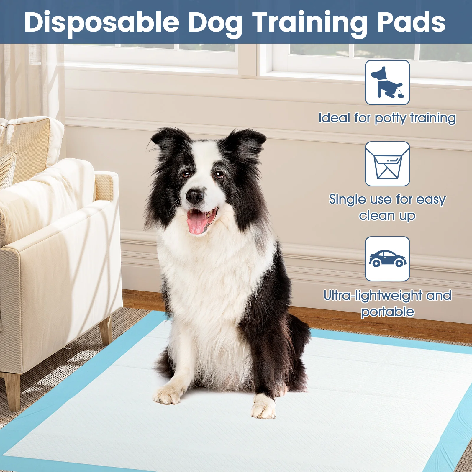 Dog Puppy Pee Pads 36" x 36", 100 Count, Potty Training, Blue - Image 7