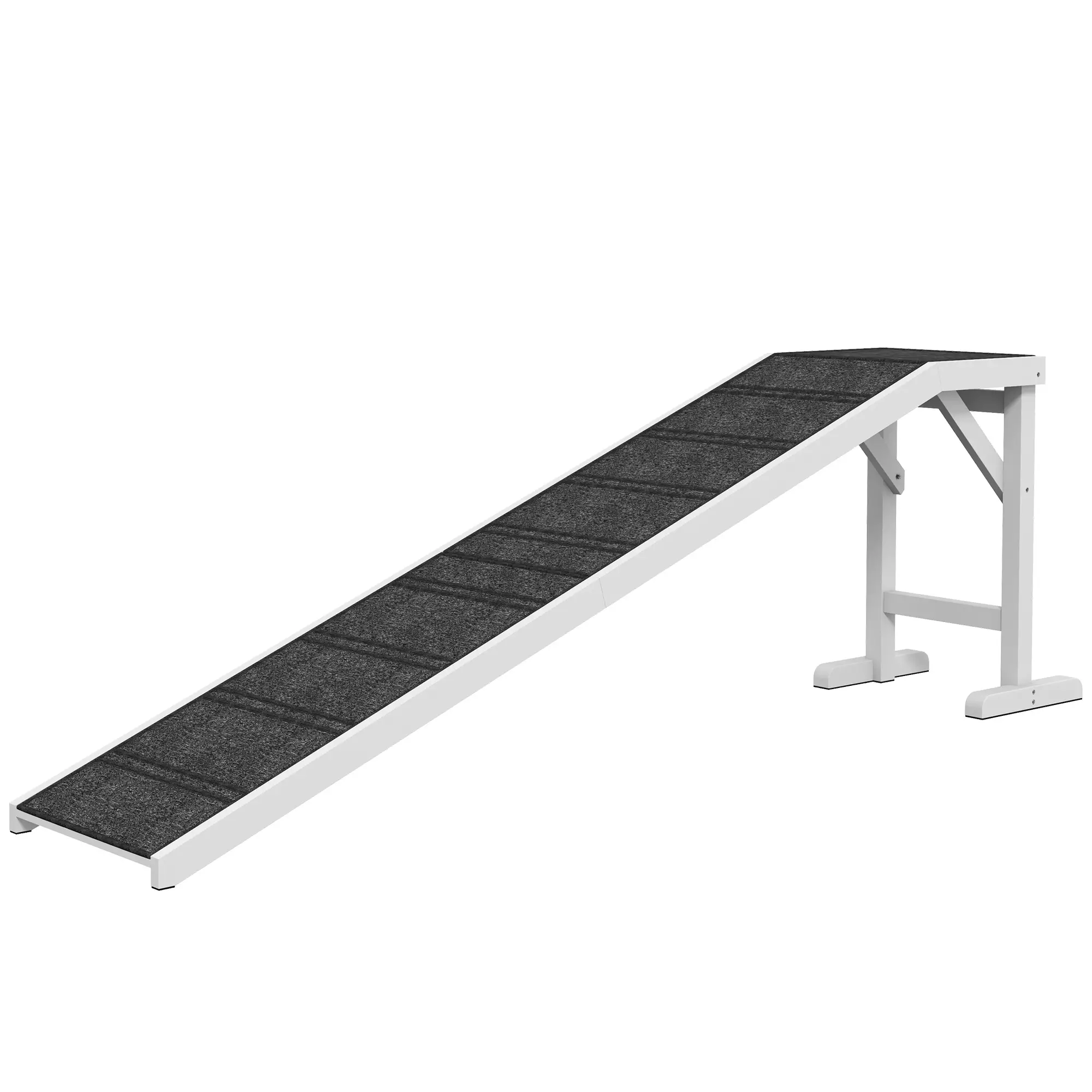 Dog Ramp with Non-Slip Carpet, Top Platform, 74" x 16" x 25", White
