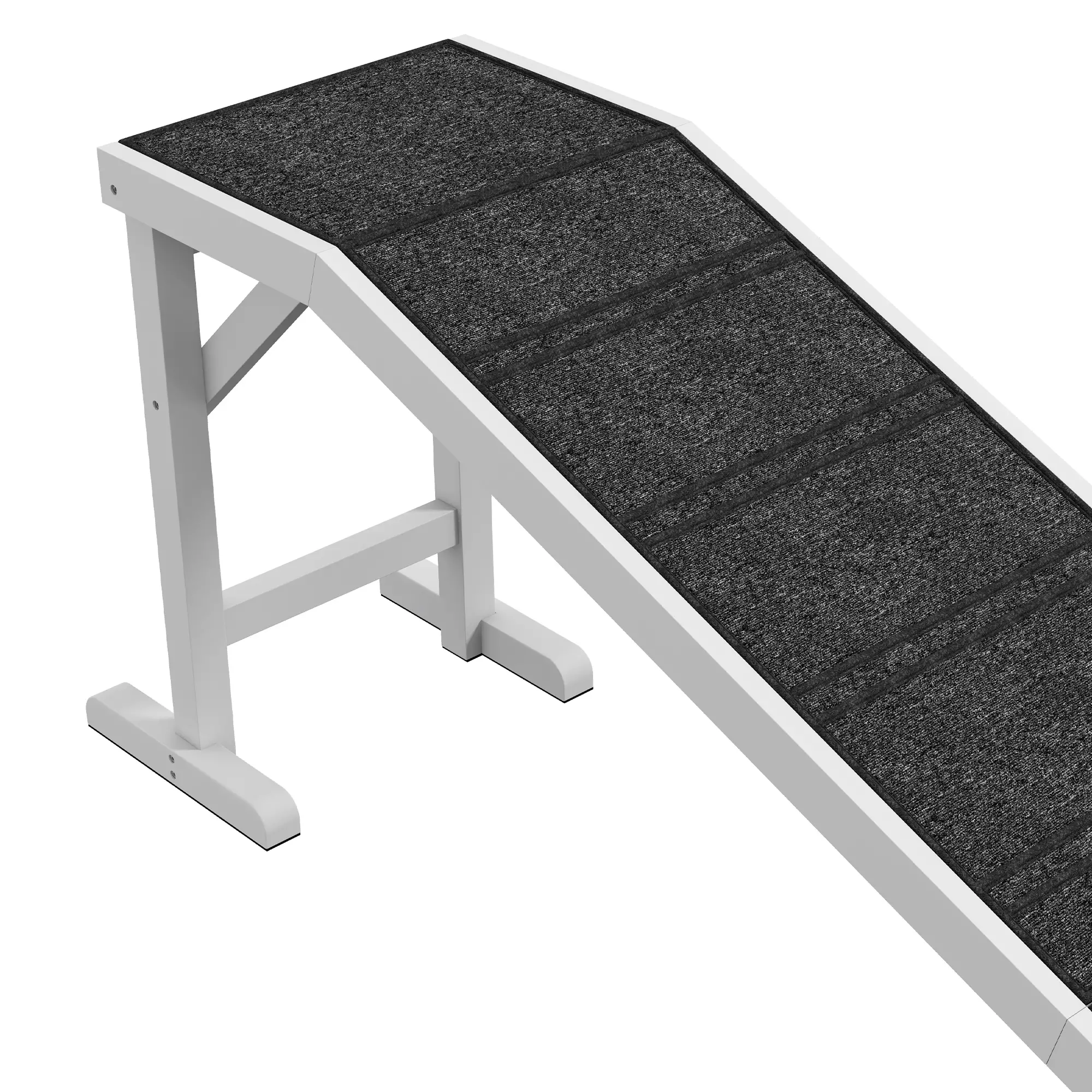 Dog Ramp with Non-Slip Carpet, Top Platform, 74" x 16" x 25", White - Image 9