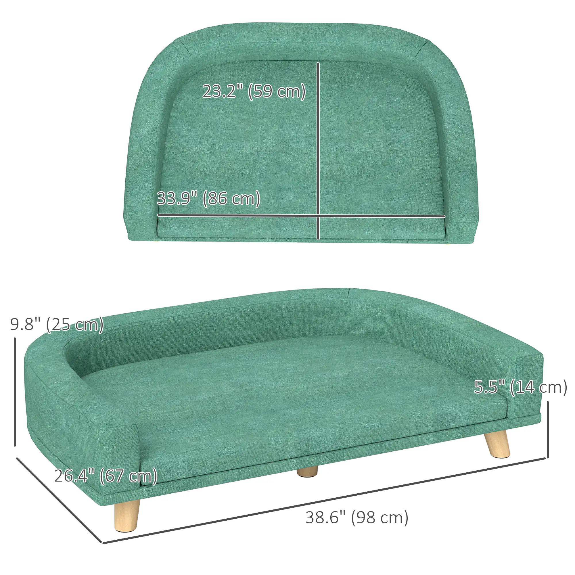 Dog Sofa for Large Dogs, Washable Cover, Anti-Slip Pads, Green - Image 3