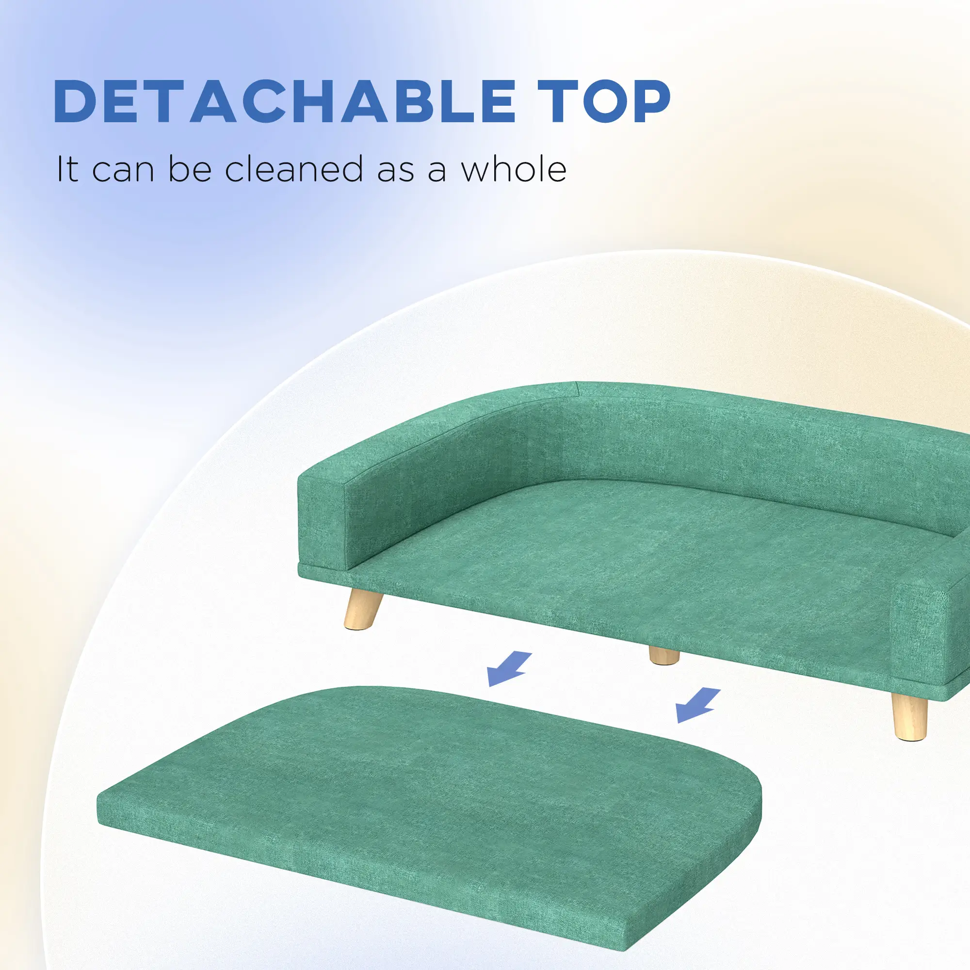 Dog Sofa for Large Dogs, Washable Cover, Anti-Slip Pads, Green - Image 5