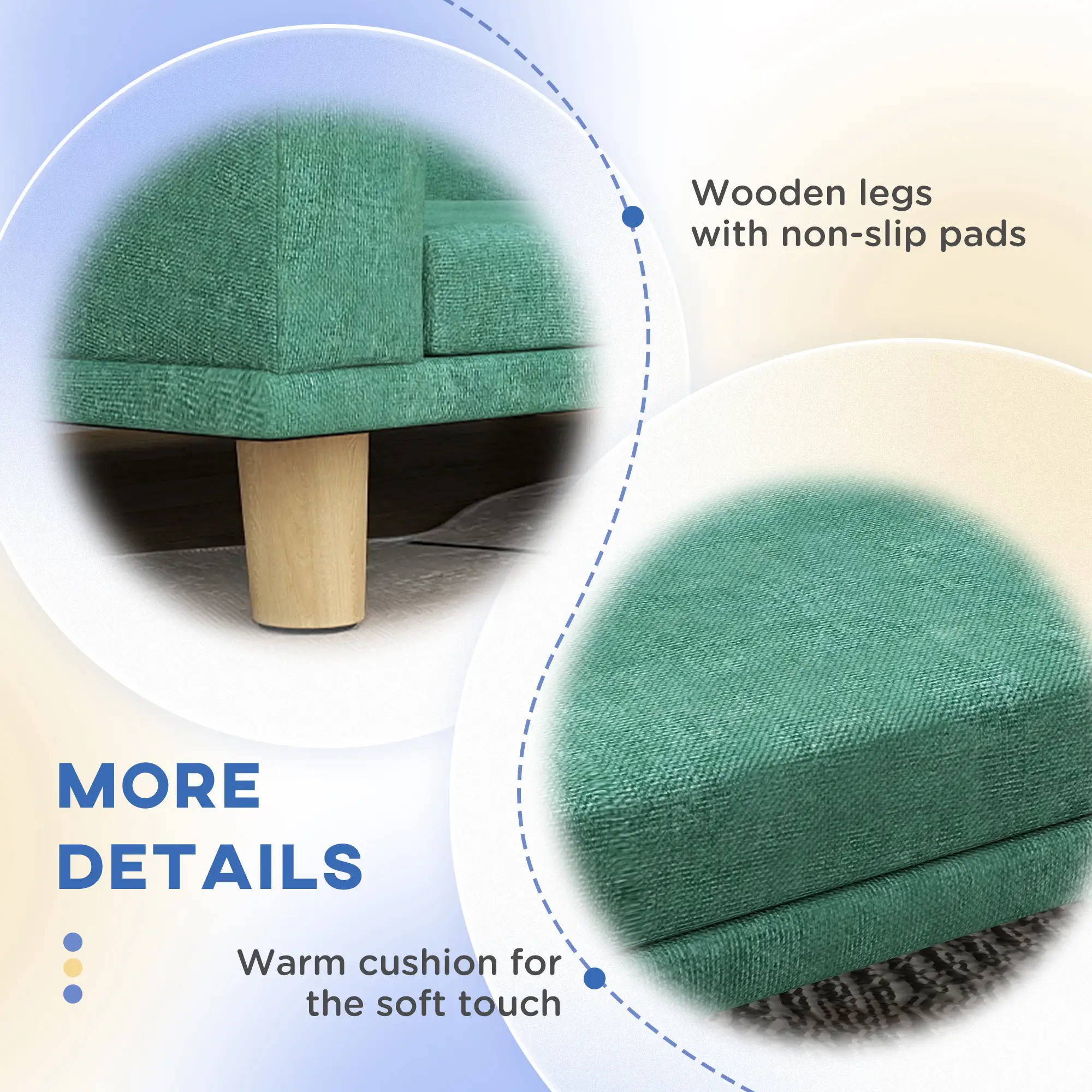 Dog Sofa for Large Dogs, Washable Cover, Anti-Slip Pads, Green - Image 6