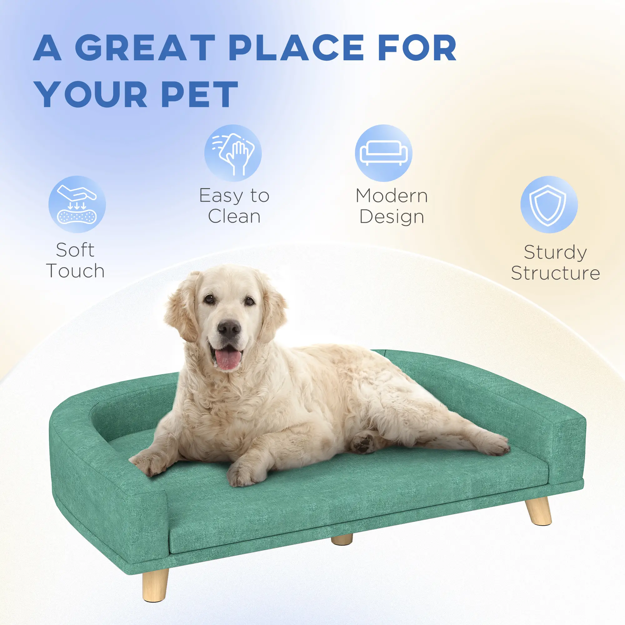 Dog Sofa for Large Dogs, Washable Cover, Anti-Slip Pads, Green - Image 7