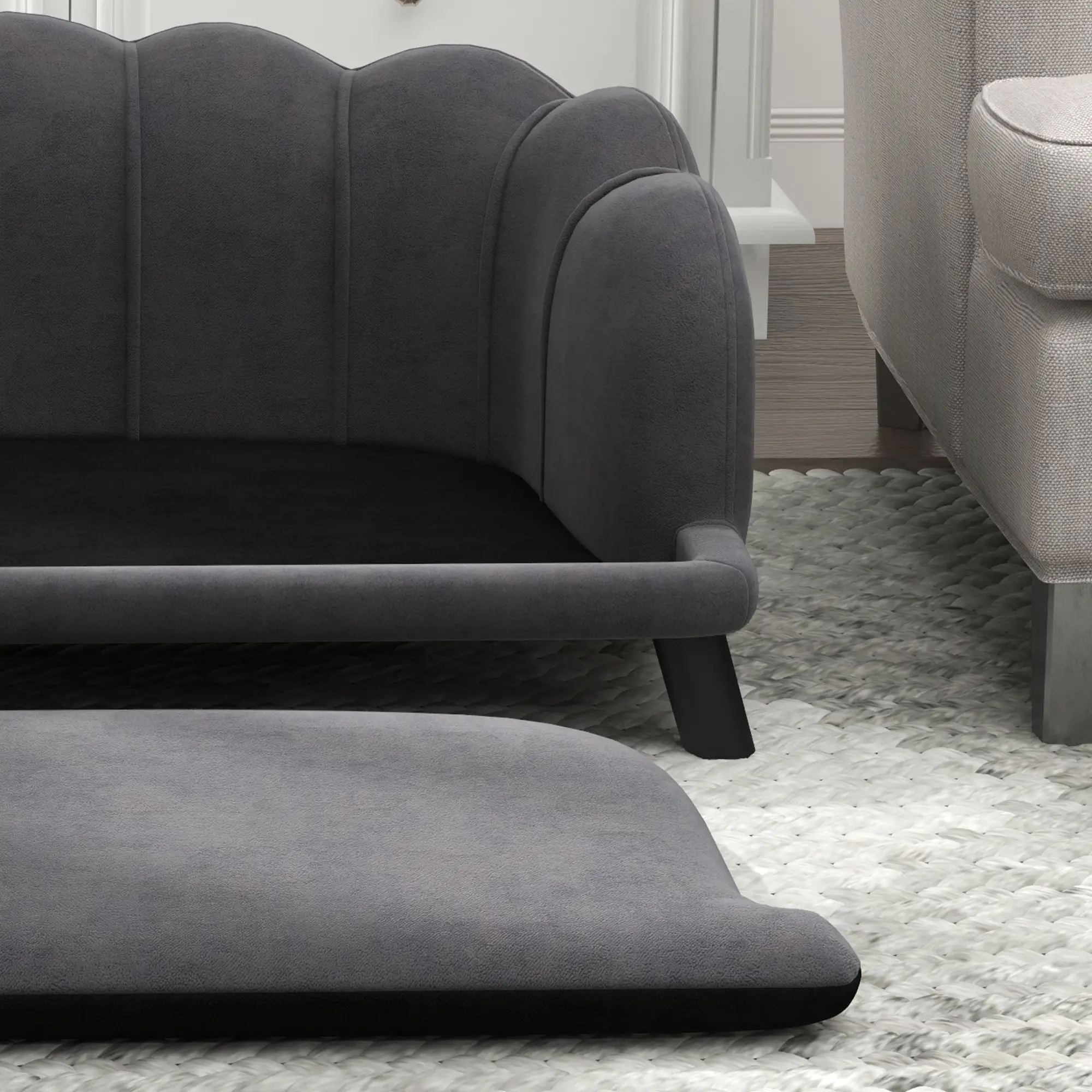 Dog Sofa, Removable Cushion, Wood Legs, Medium Large, Dark Grey - Image 10