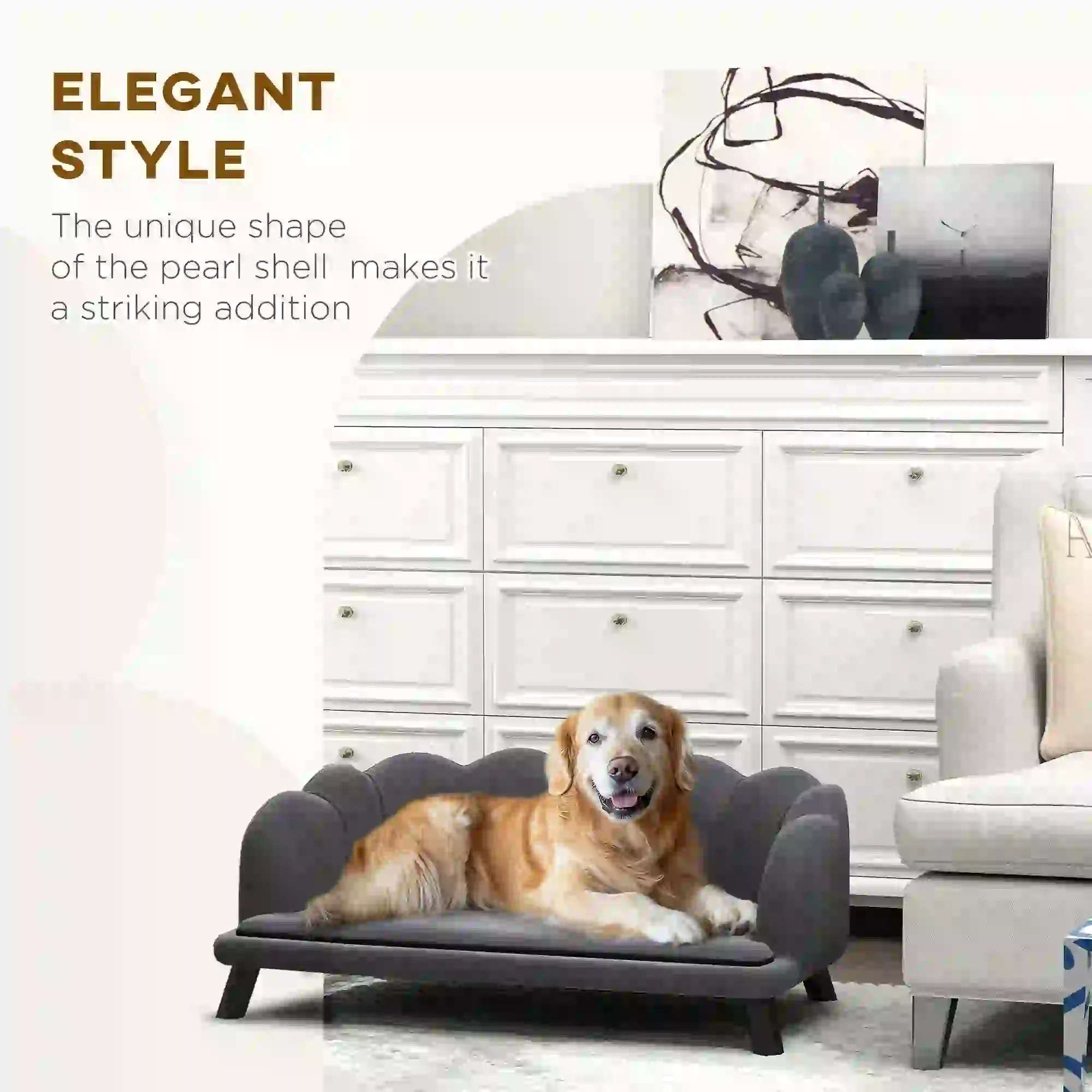 Dog Sofa, Removable Cushion, Wood Legs, Medium Large, Dark Grey - Image 6