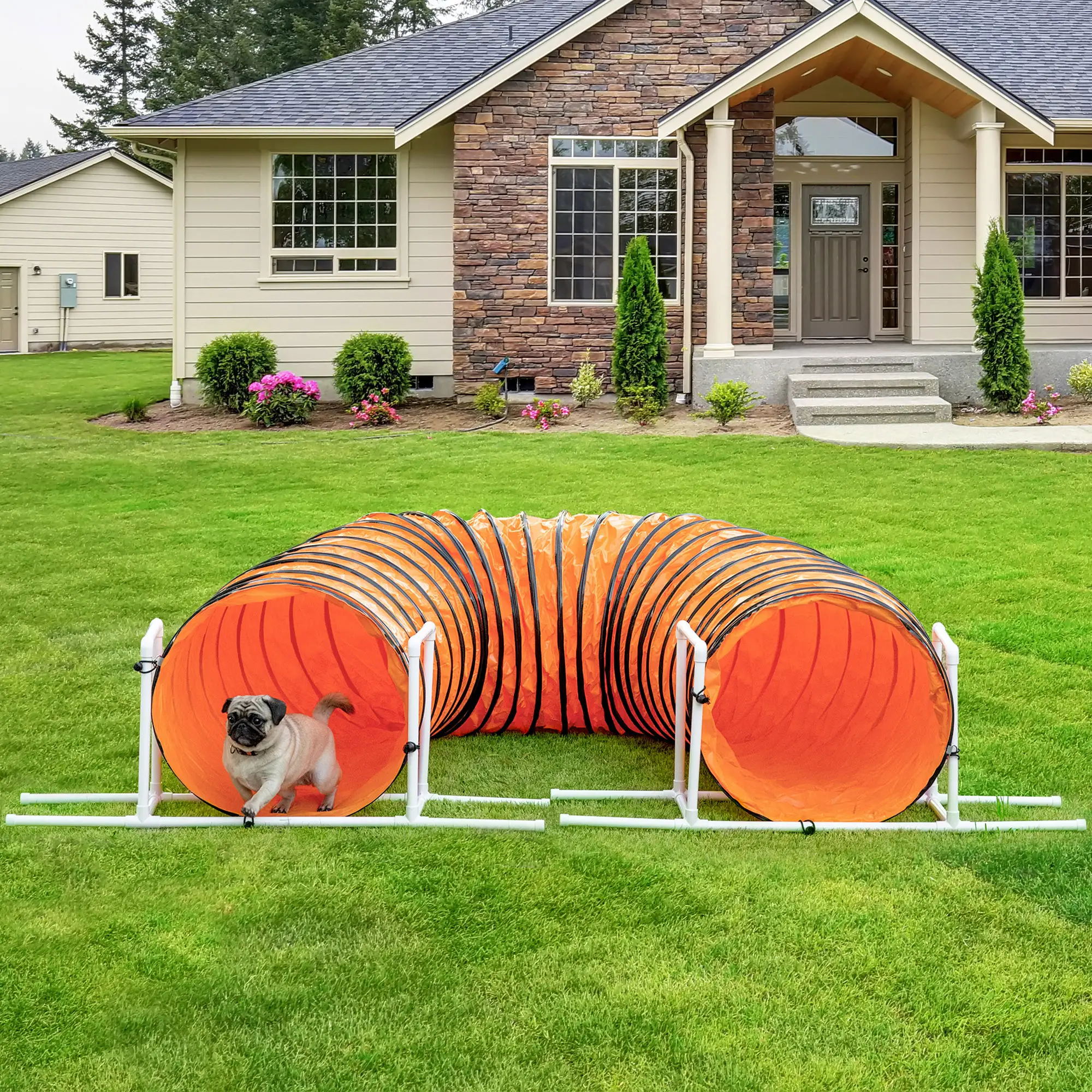 Dog Tunnel, 13 Foot Long, 24" Open Pet Agility Equipment, Orange - Image 2