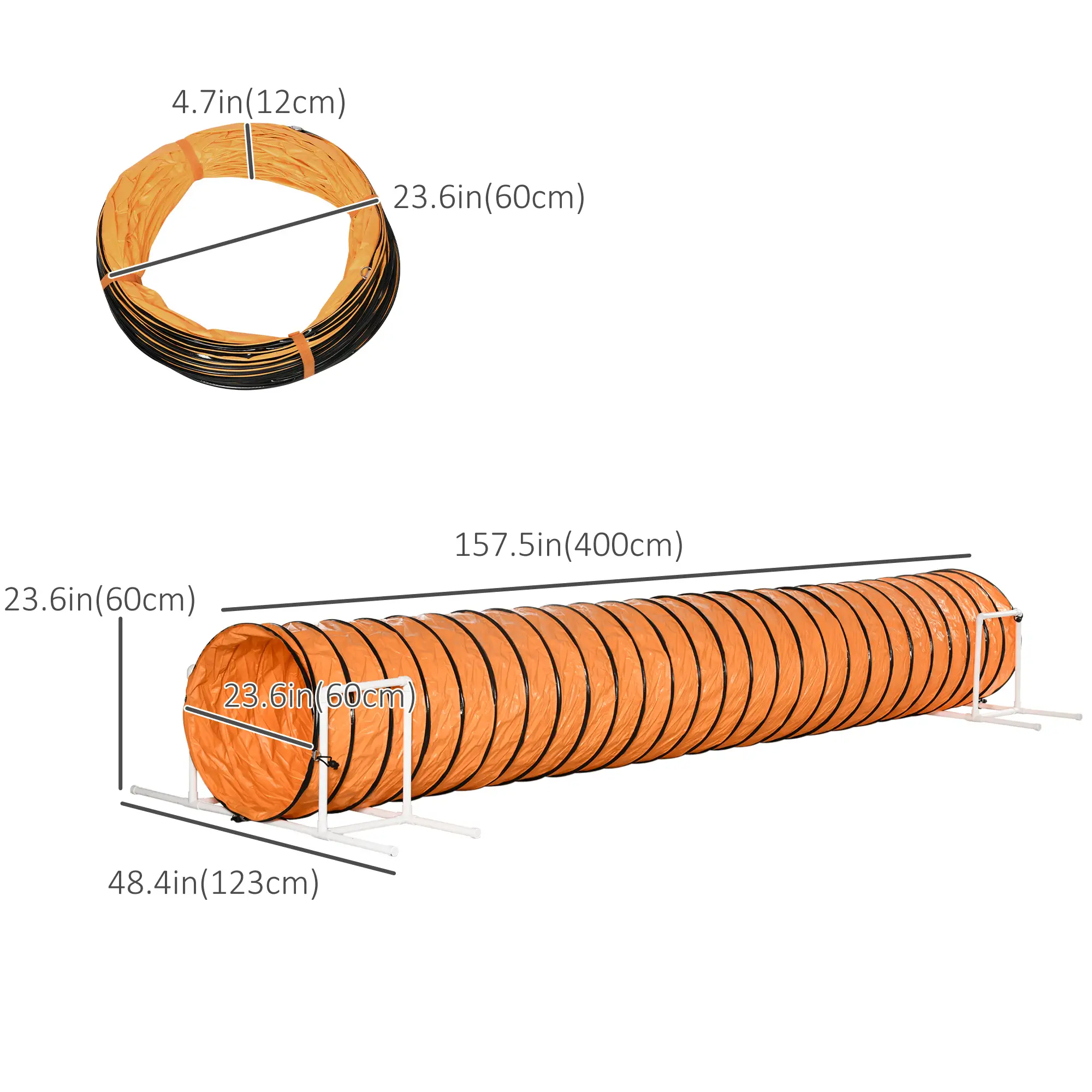 Dog Tunnel, 13 Foot Long, 24" Open Pet Agility Equipment, Orange - Image 3